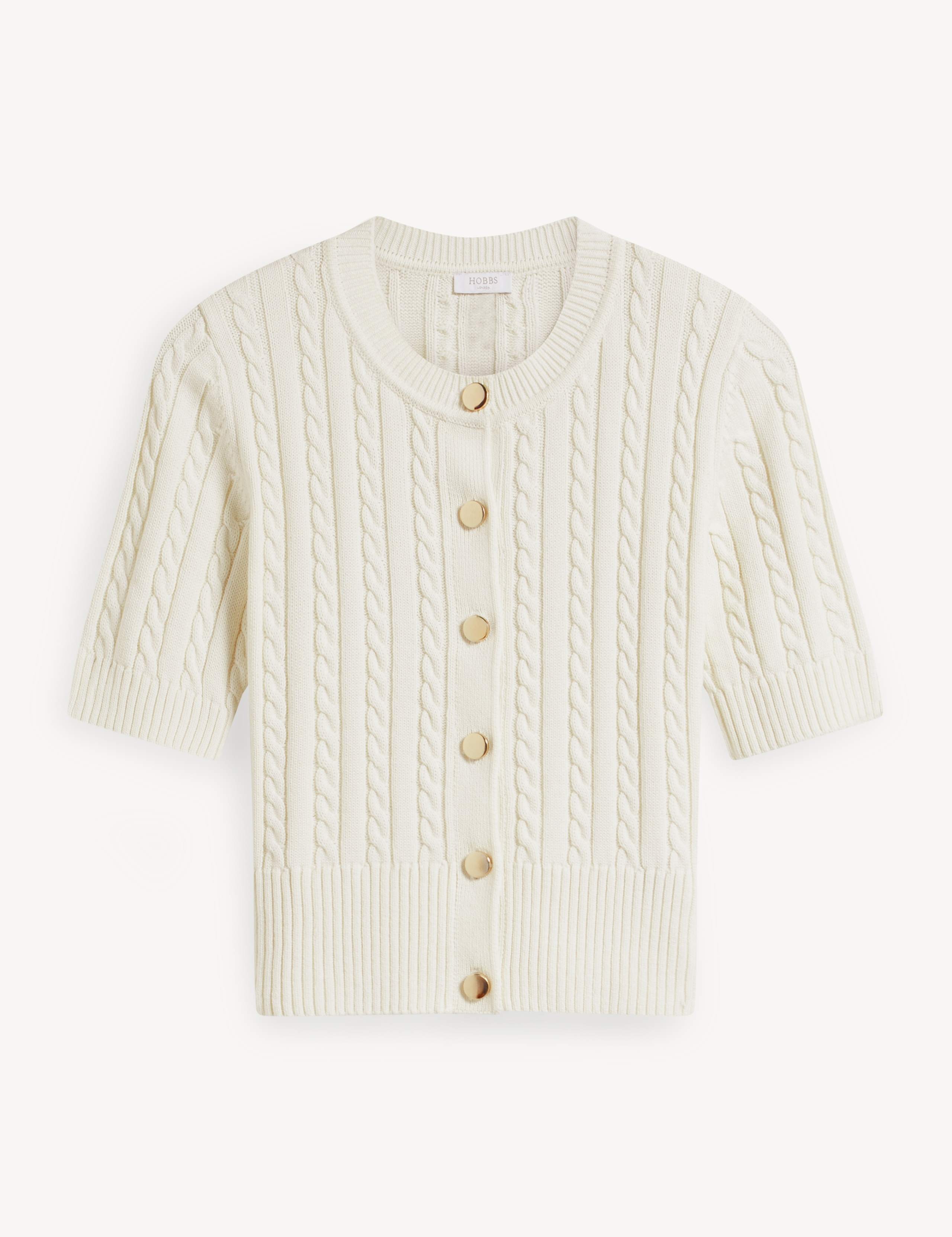 Pure Cotton Textured Crew Neck Cardigan 2 of 5