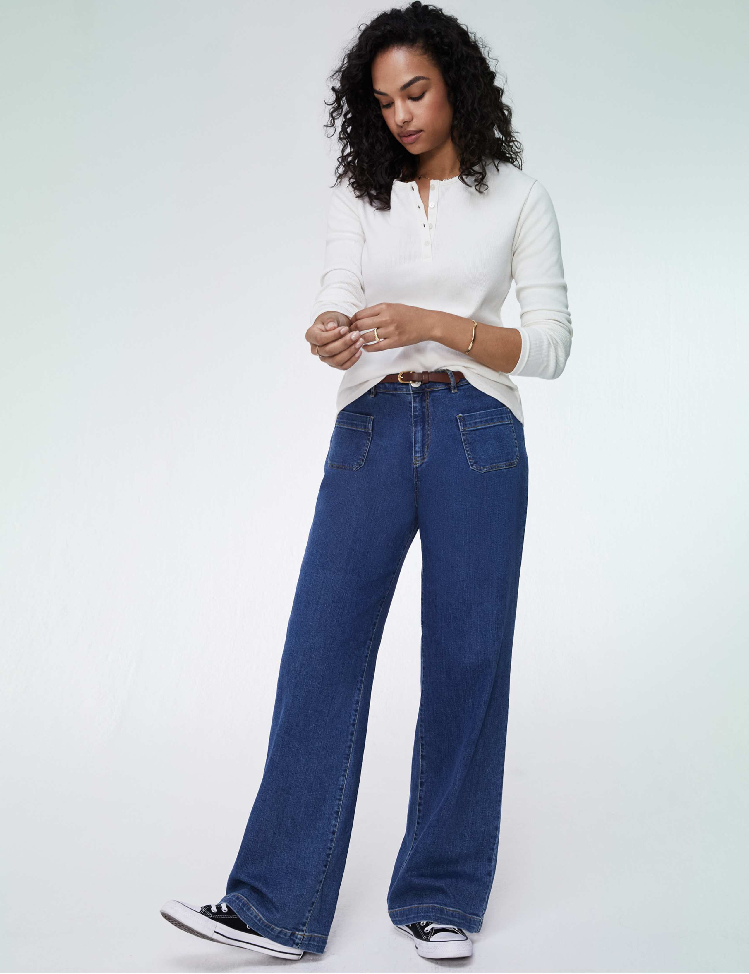 Pure Cotton Ribbed Henley Top 3 of 5
