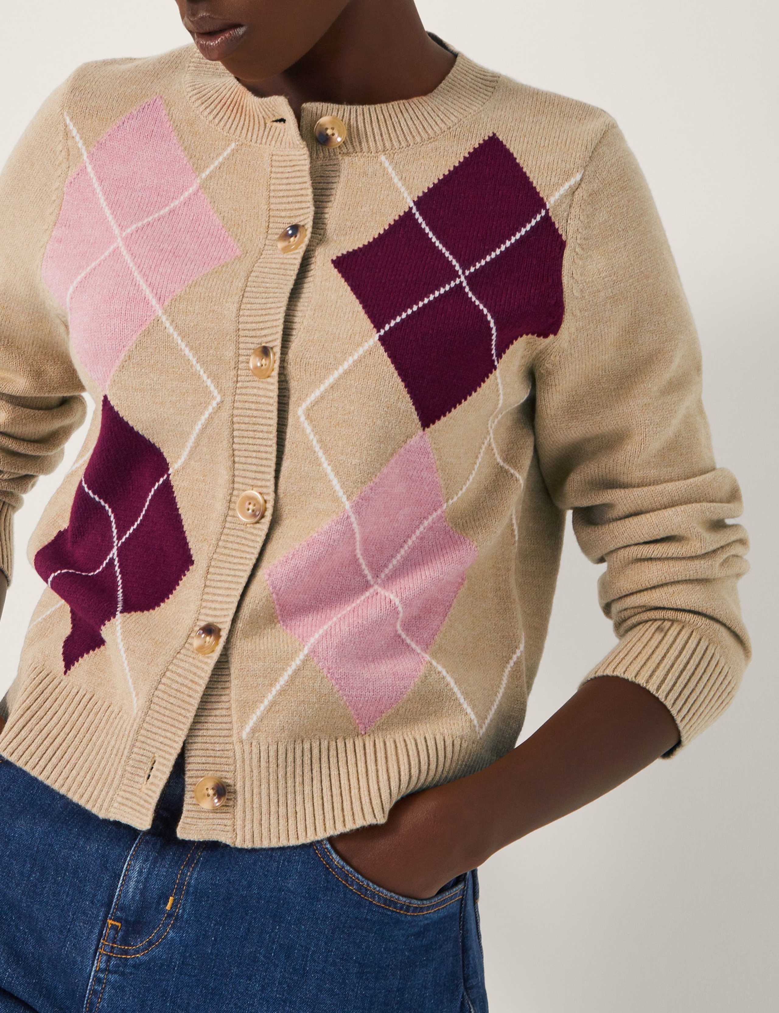 Colour Block Crew Neck Cardigan 2 of 4