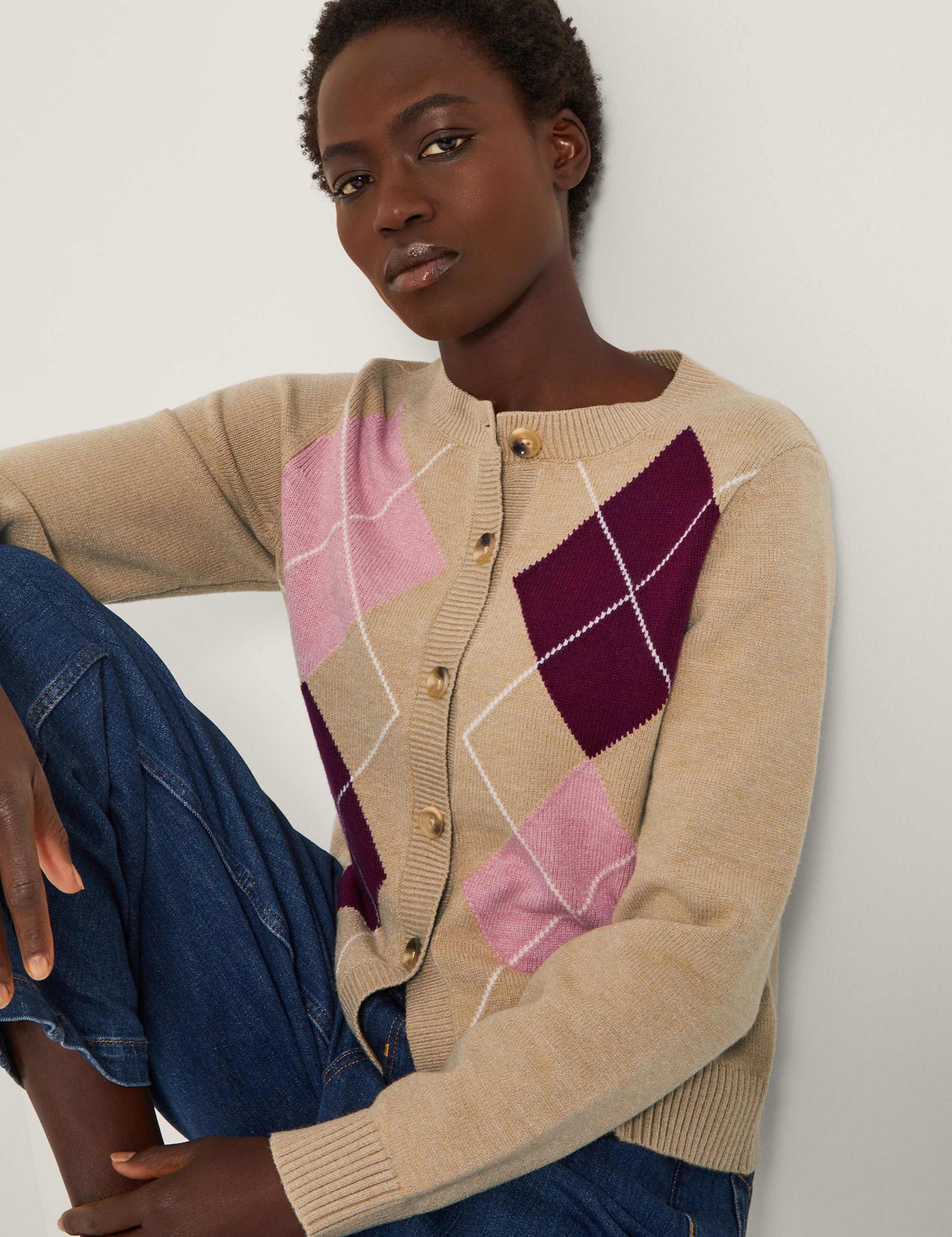 Colour Block Crew Neck Cardigan 3 of 4