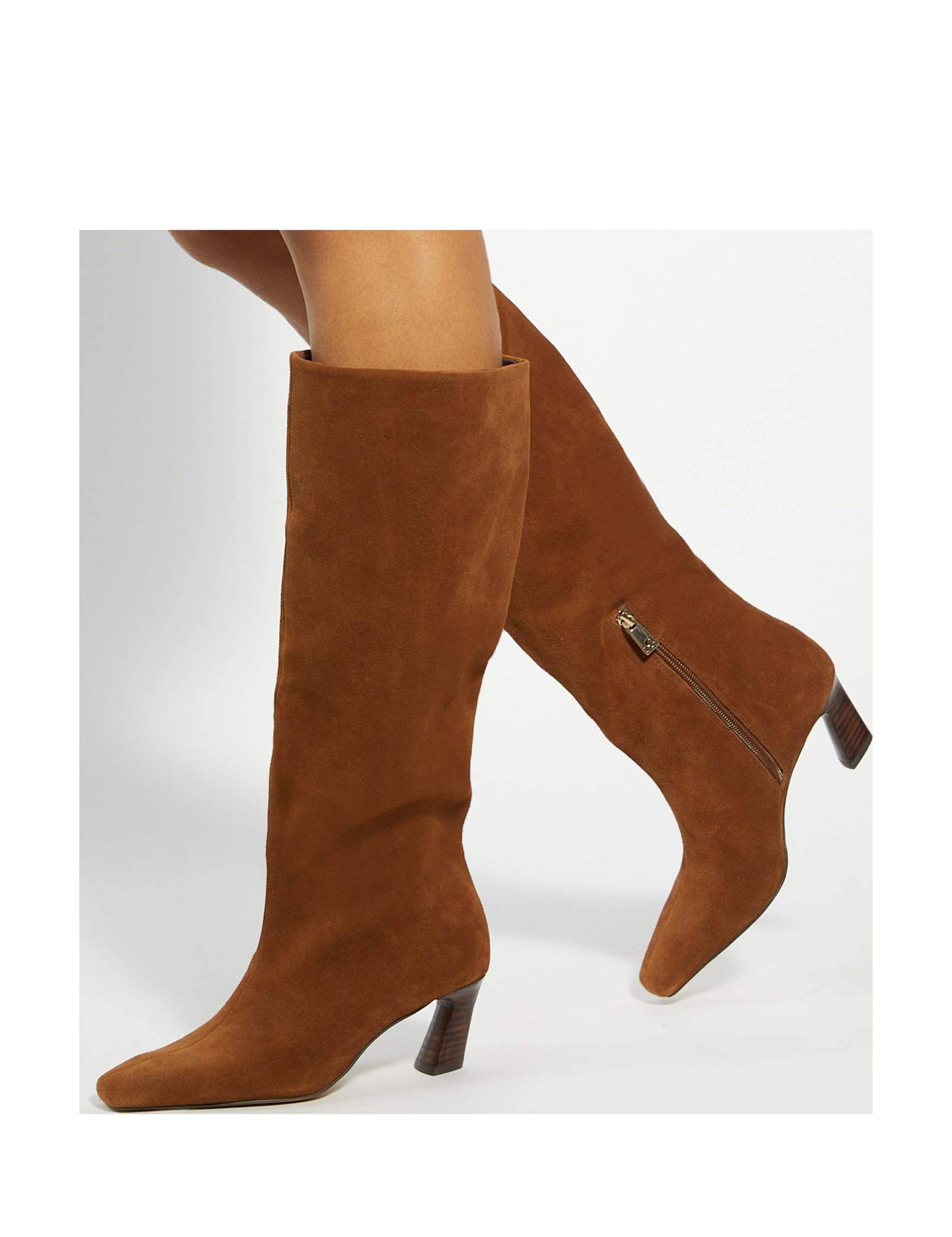 Leather Block Heel Knee High Boots 6 of 6