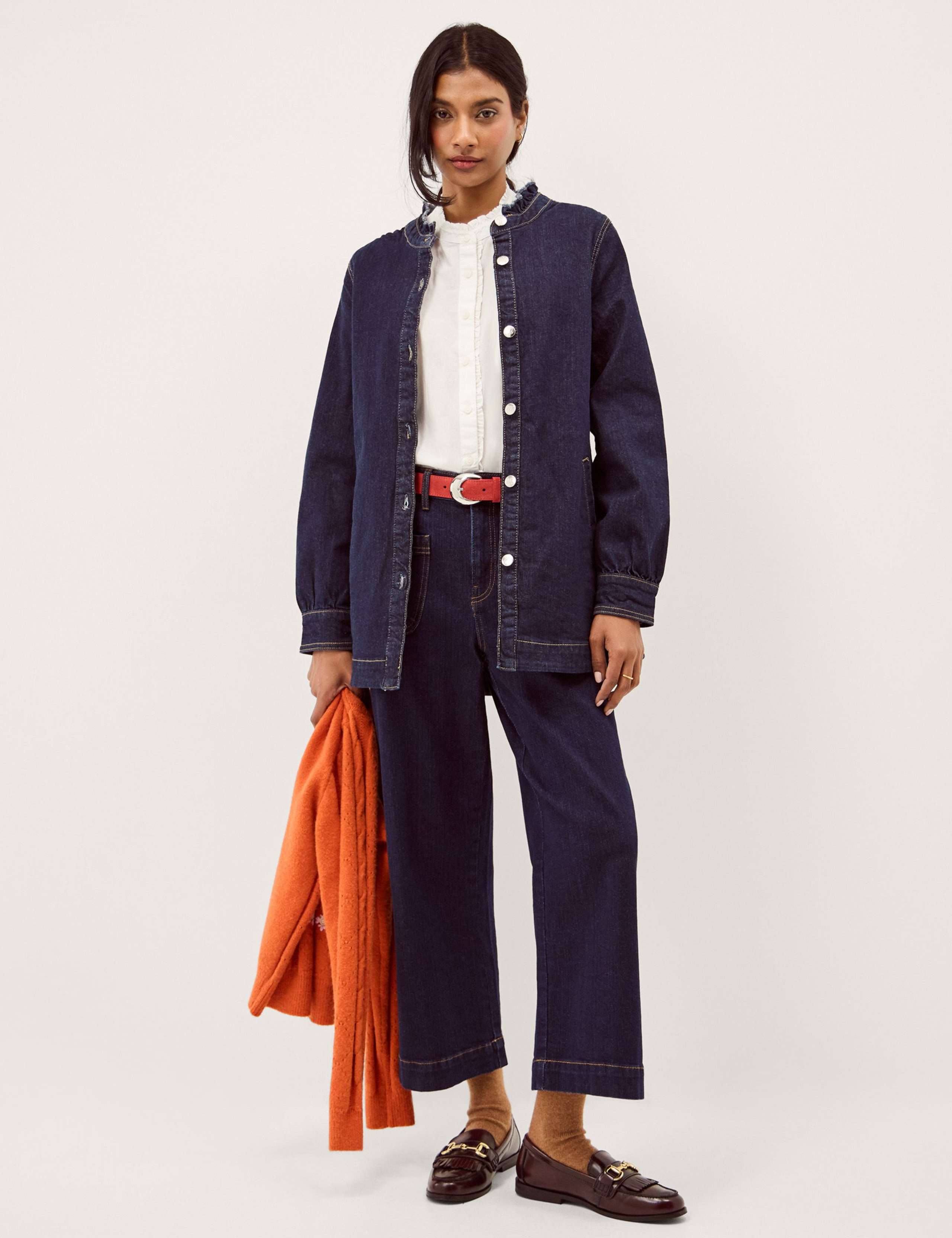 Denim Frill Collar Longline Jacket 5 of 5
