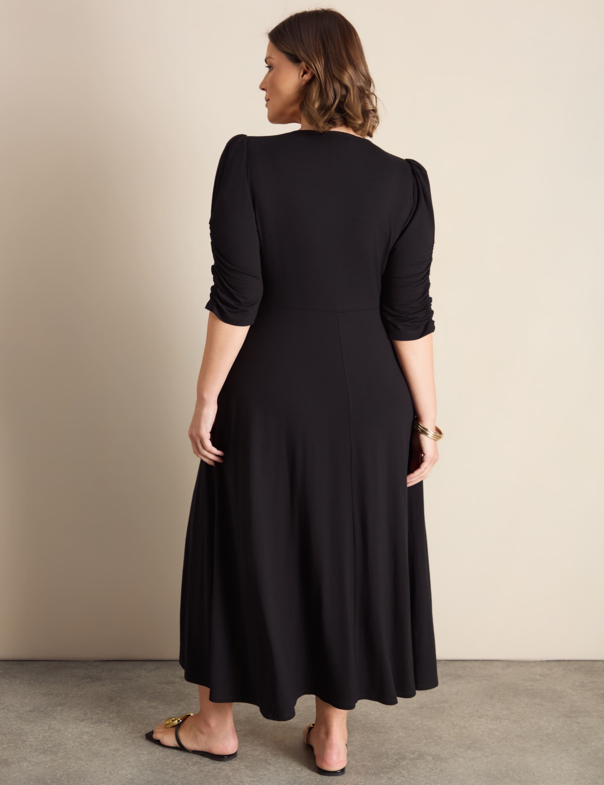 Jersey V-Neck Ruched Midaxi Wrap Dress 4 of 6