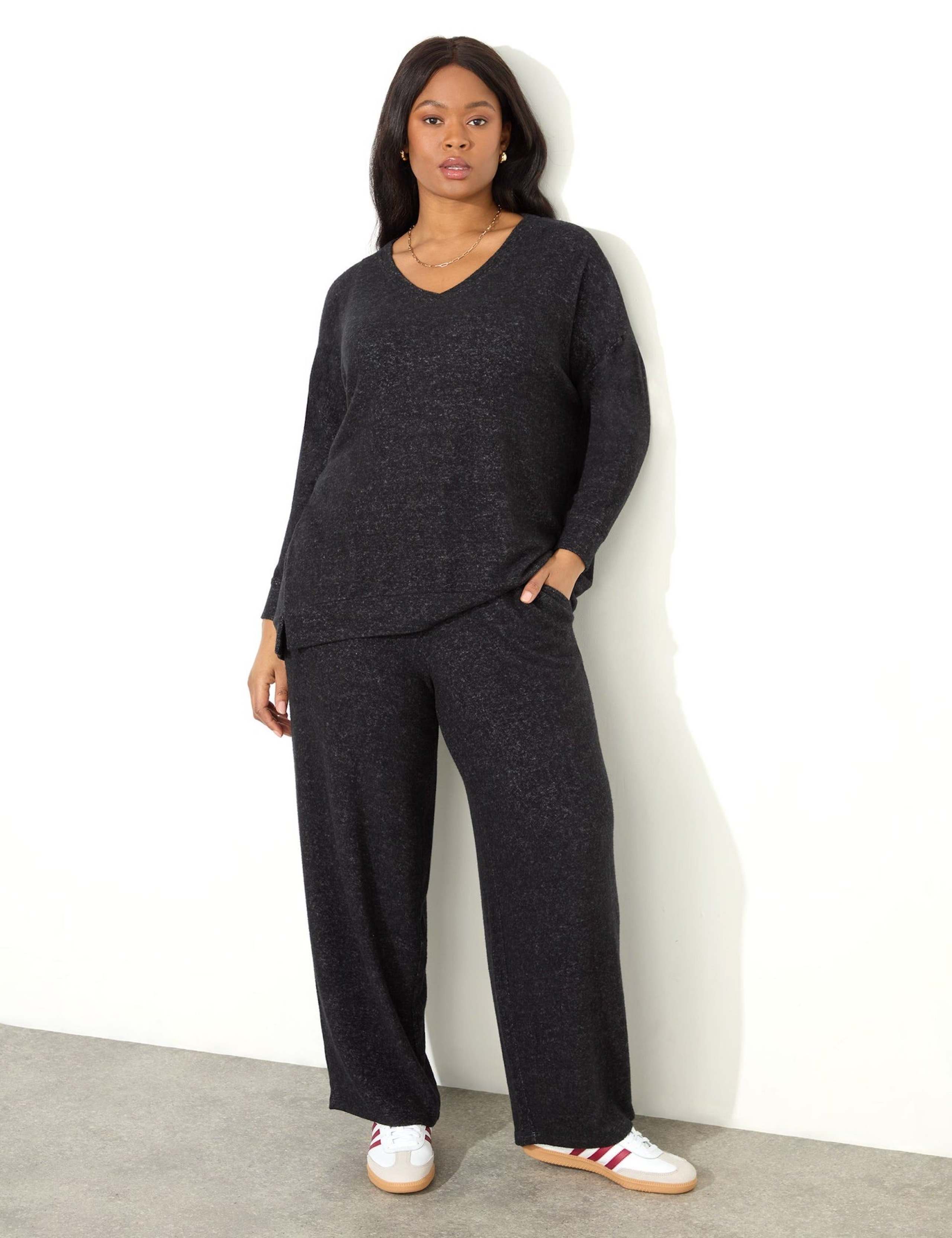Jersey Elasticated Waist Wide Leg Trousers 2 of 4