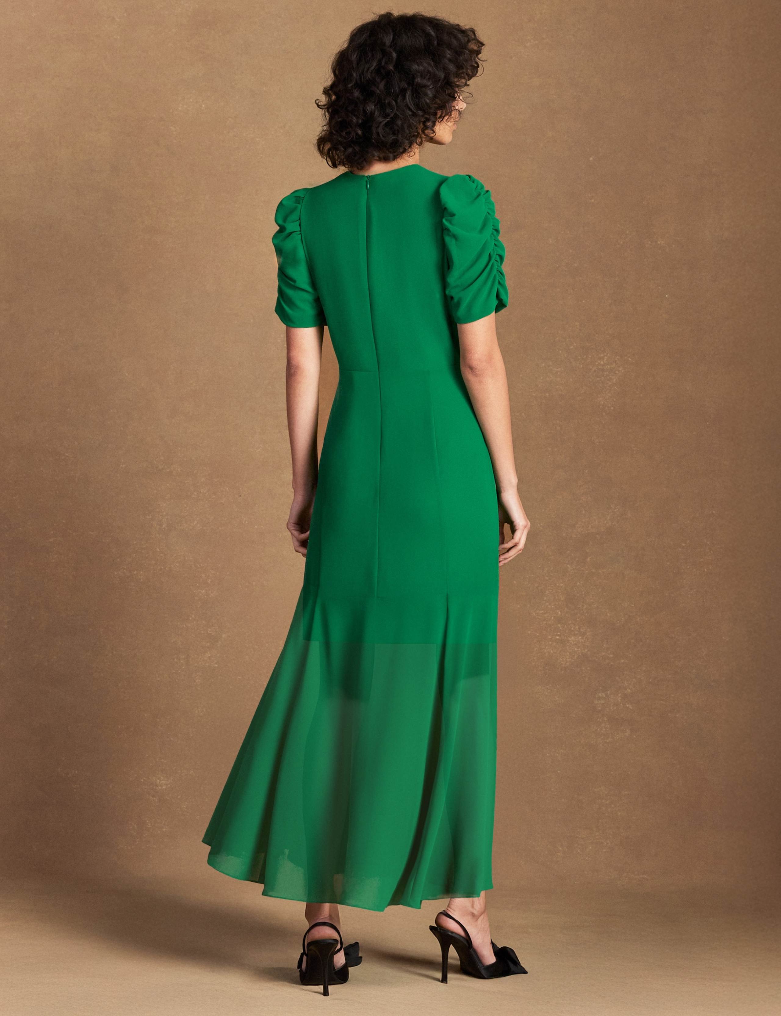 Sheer Skirt Puff Sleeve Maxi Skater Dress 7 of 7