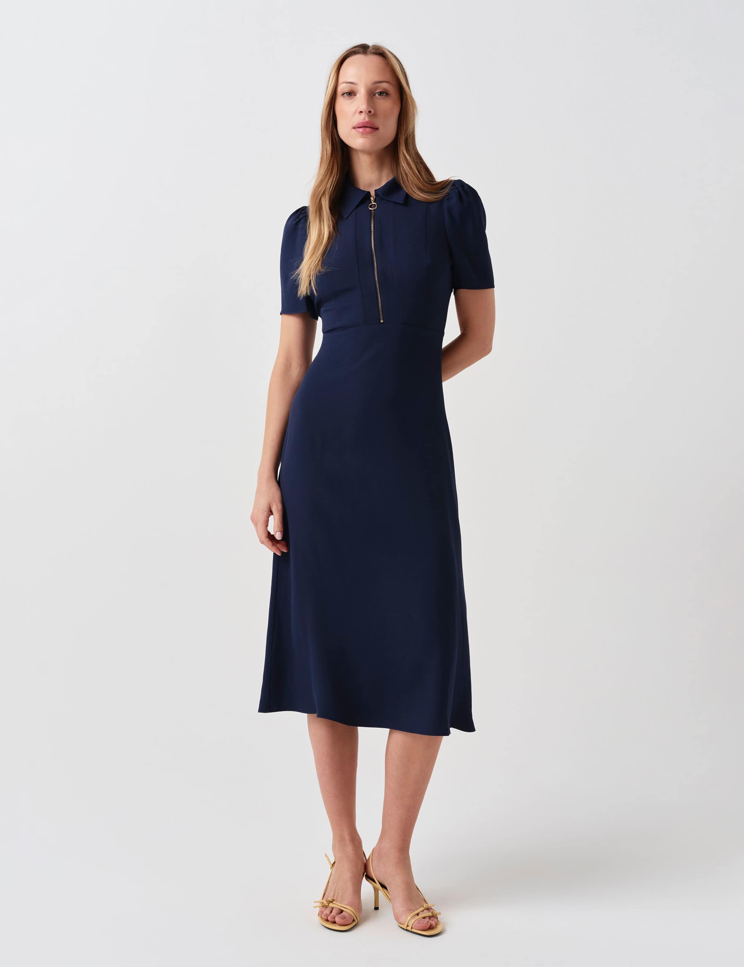 Zip Front Midi Shirt Dress 2 of 6