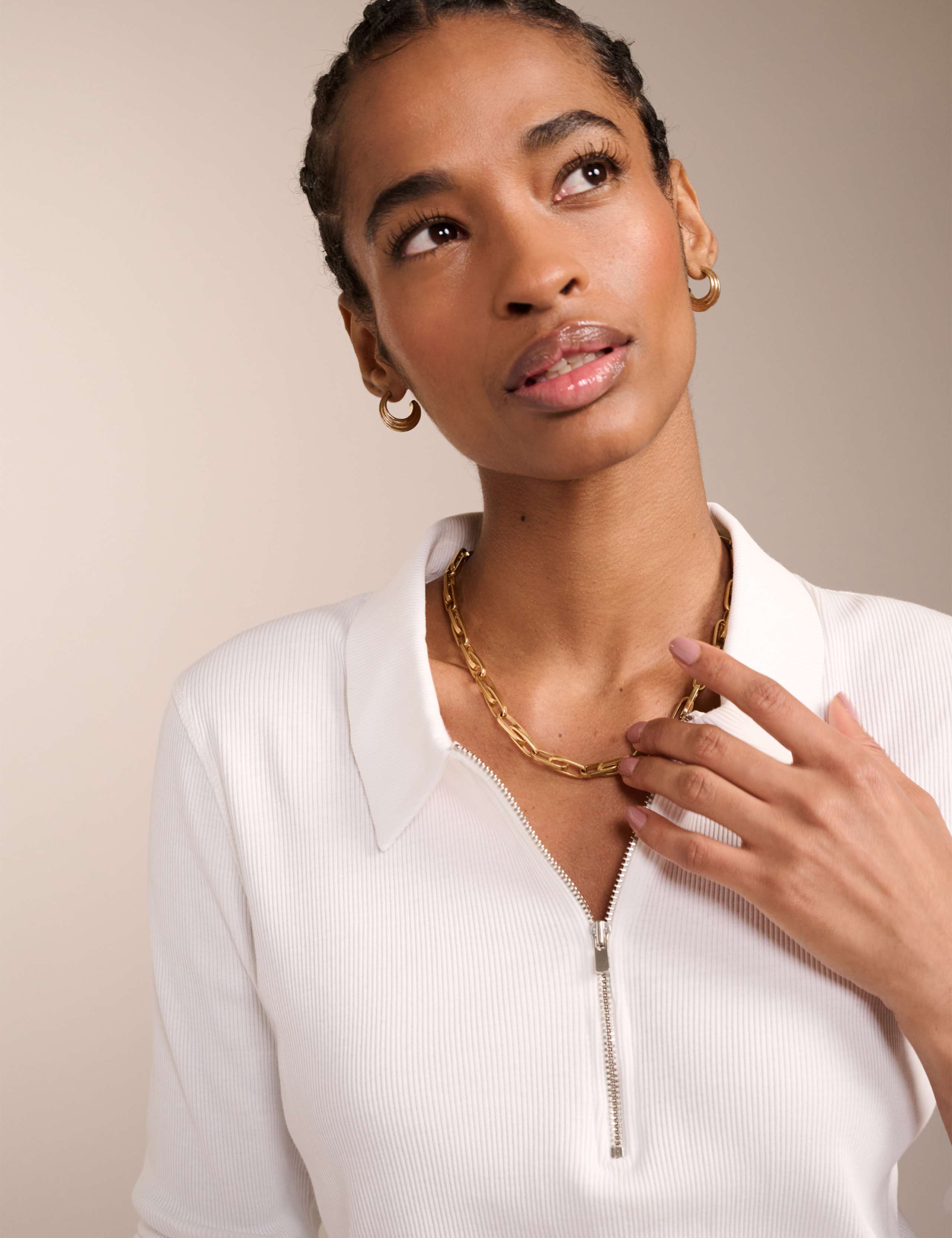 Pure Cotton Ribbed Half Zip Top 2 of 5