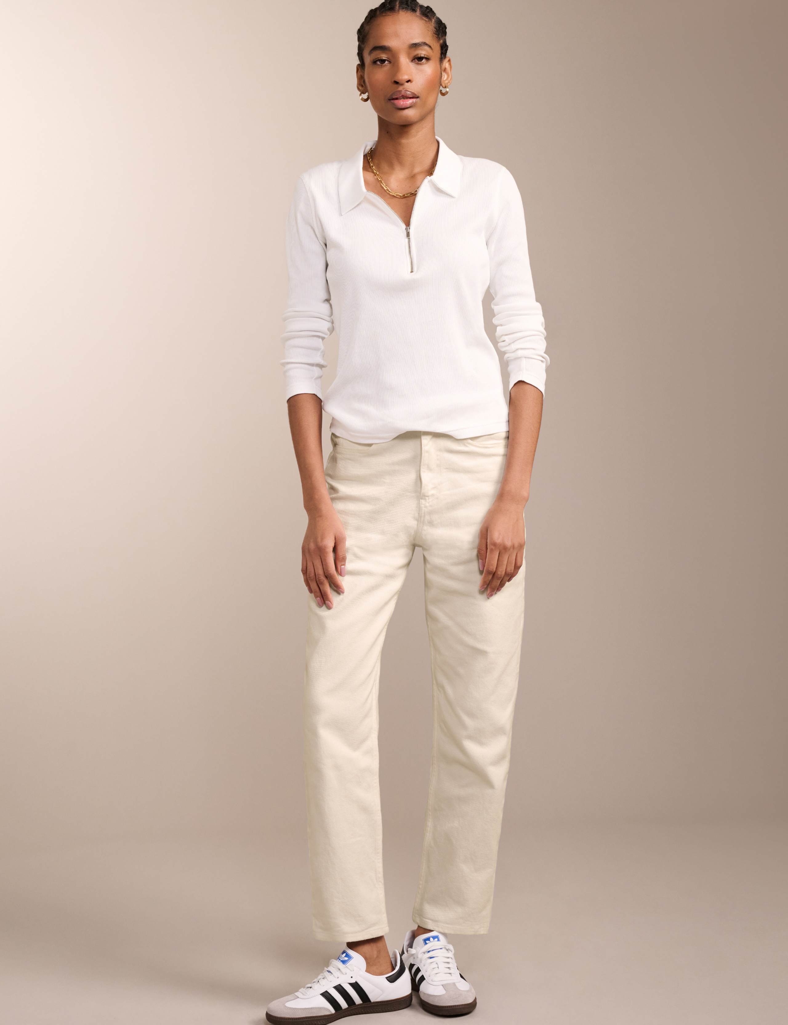 Pure Cotton Ribbed Half Zip Top 3 of 5