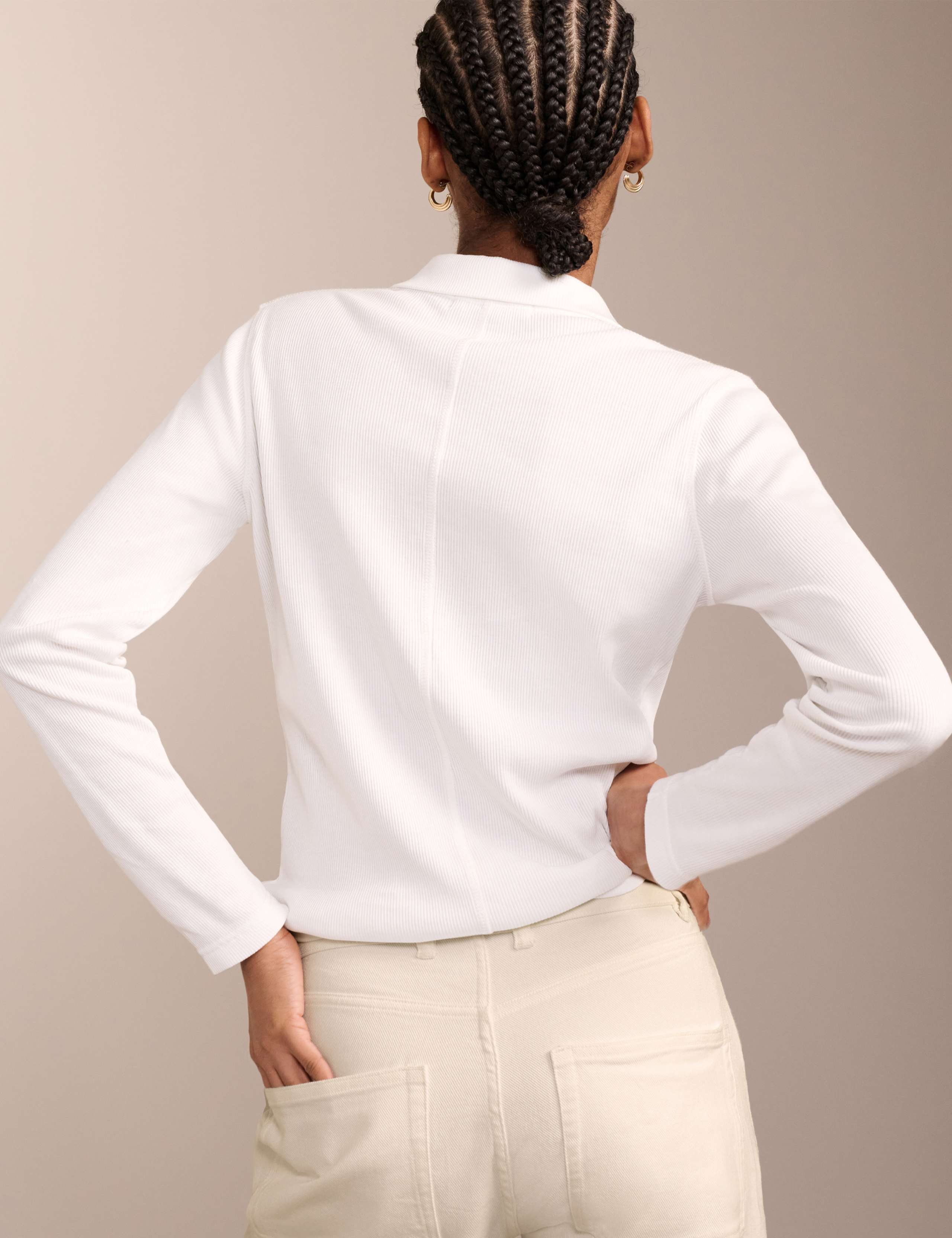 Pure Cotton Ribbed Half Zip Top 4 of 5