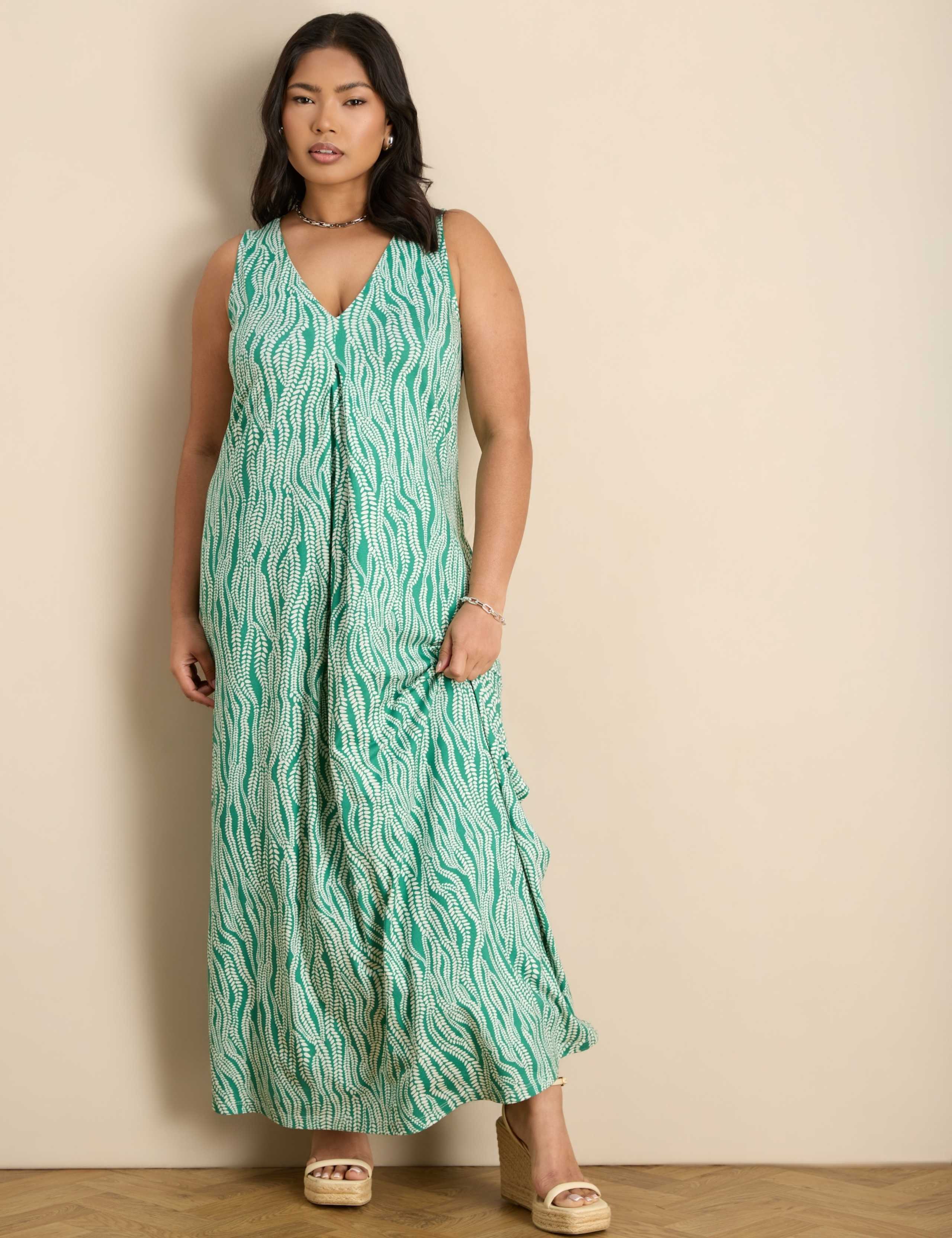 Leaf Print V-Neck Midaxi Slip Dress 2 of 5
