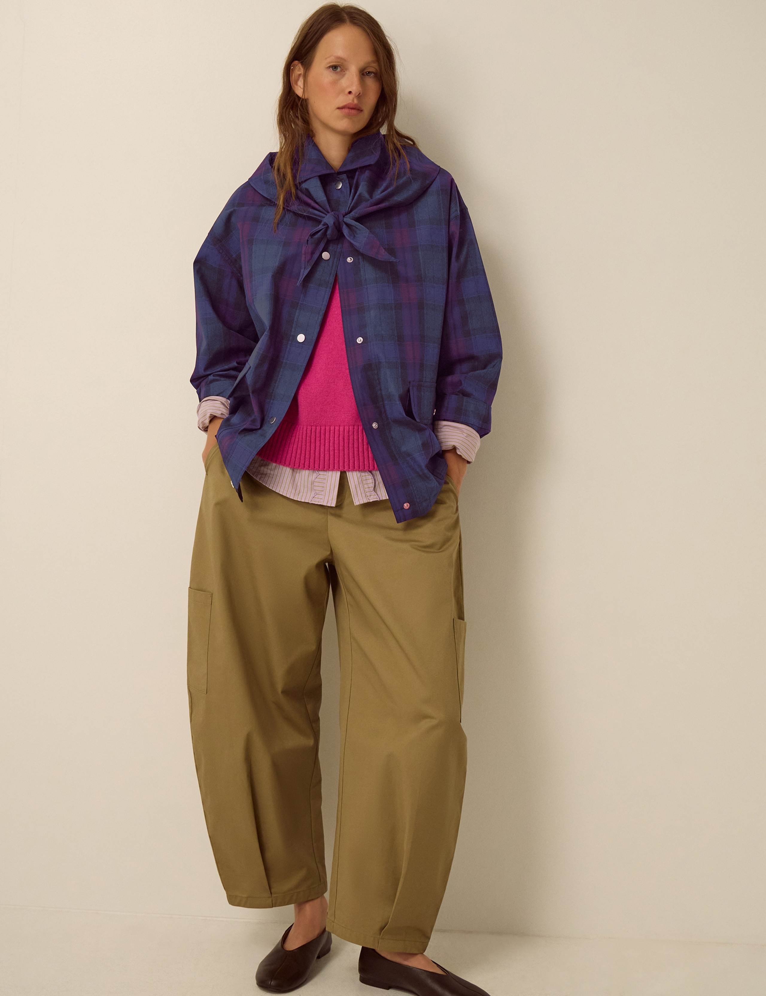 Checked Lightweight Cotton Cape 2 of 6