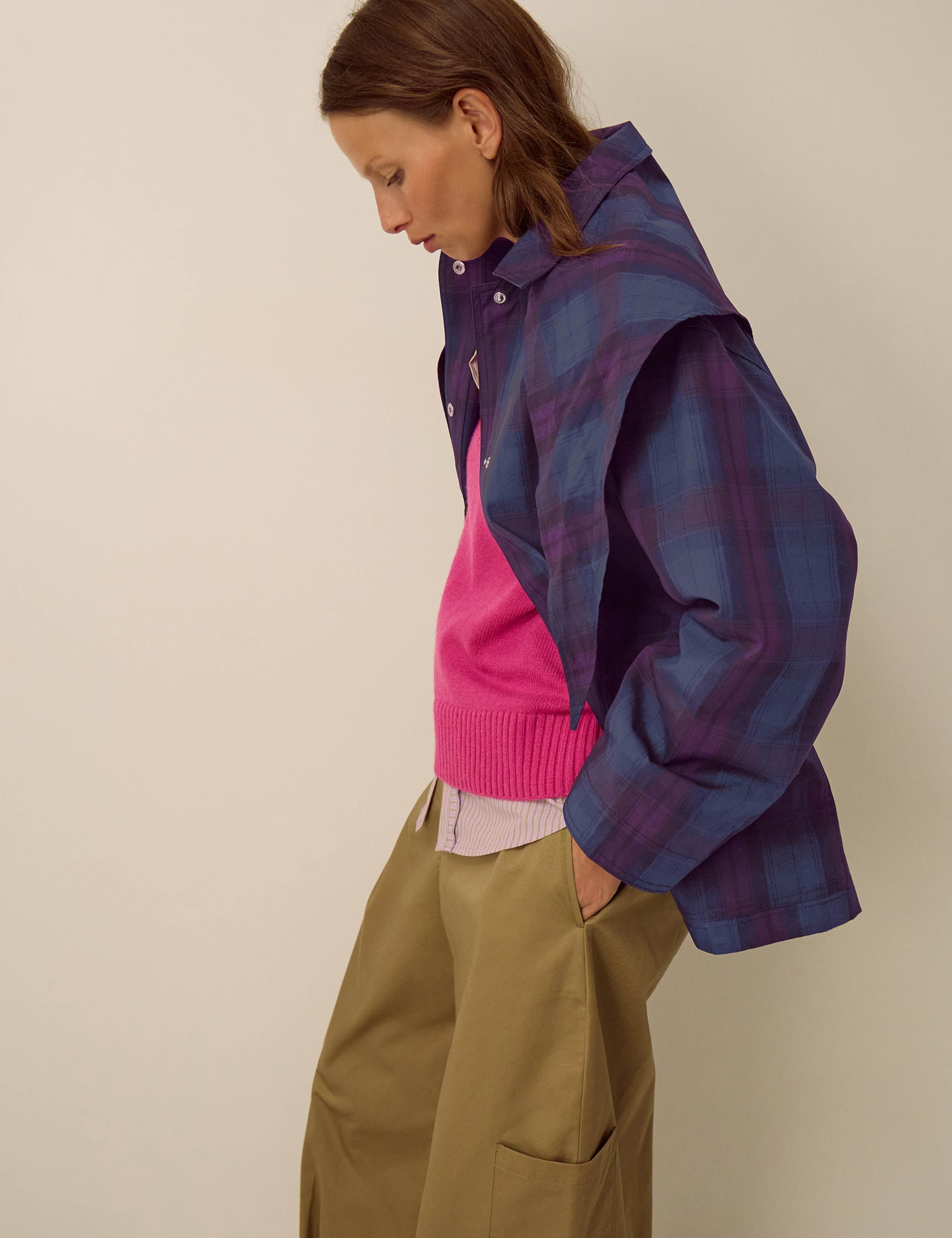 Checked Lightweight Cotton Cape 4 of 6