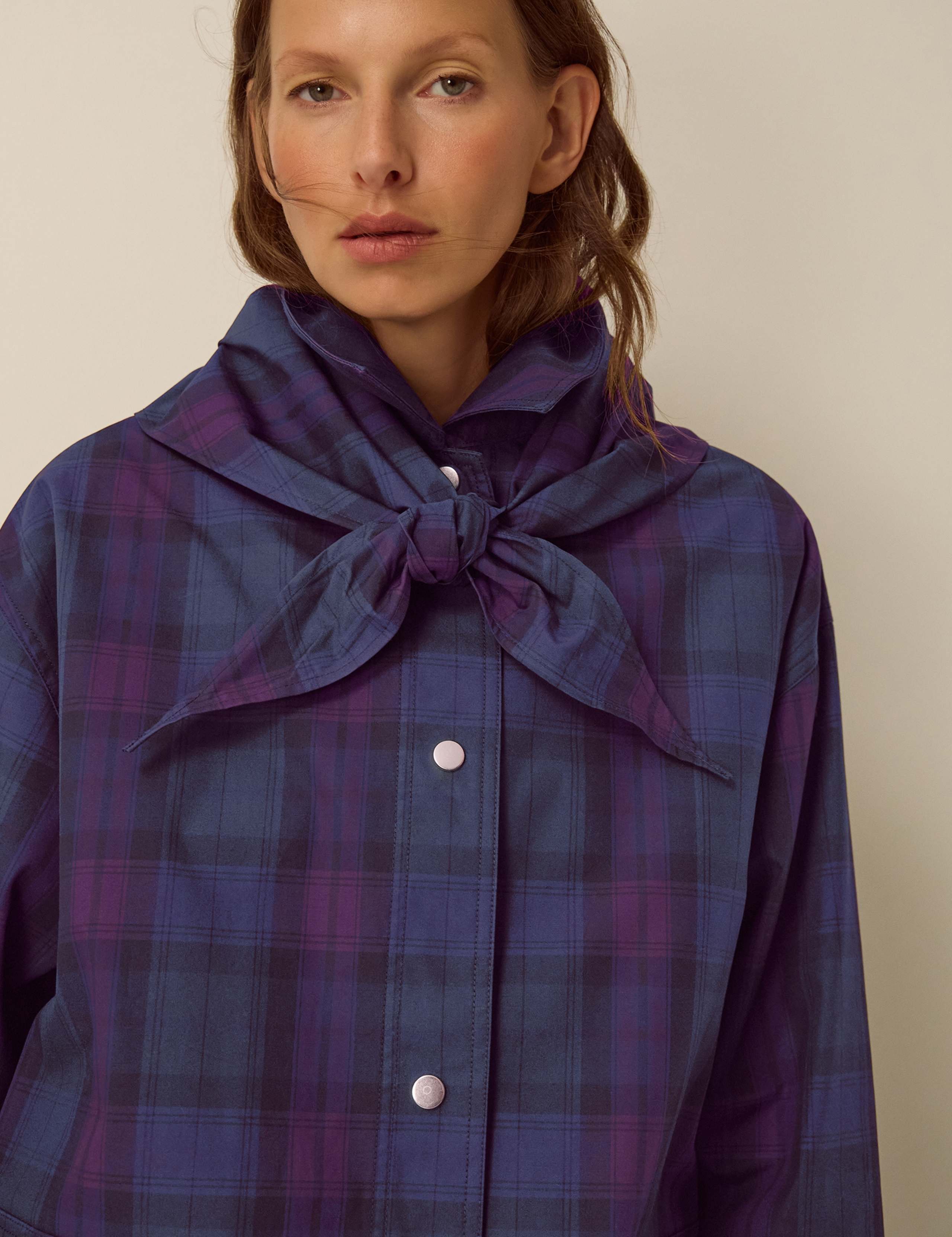 Checked Lightweight Cotton Cape 5 of 6