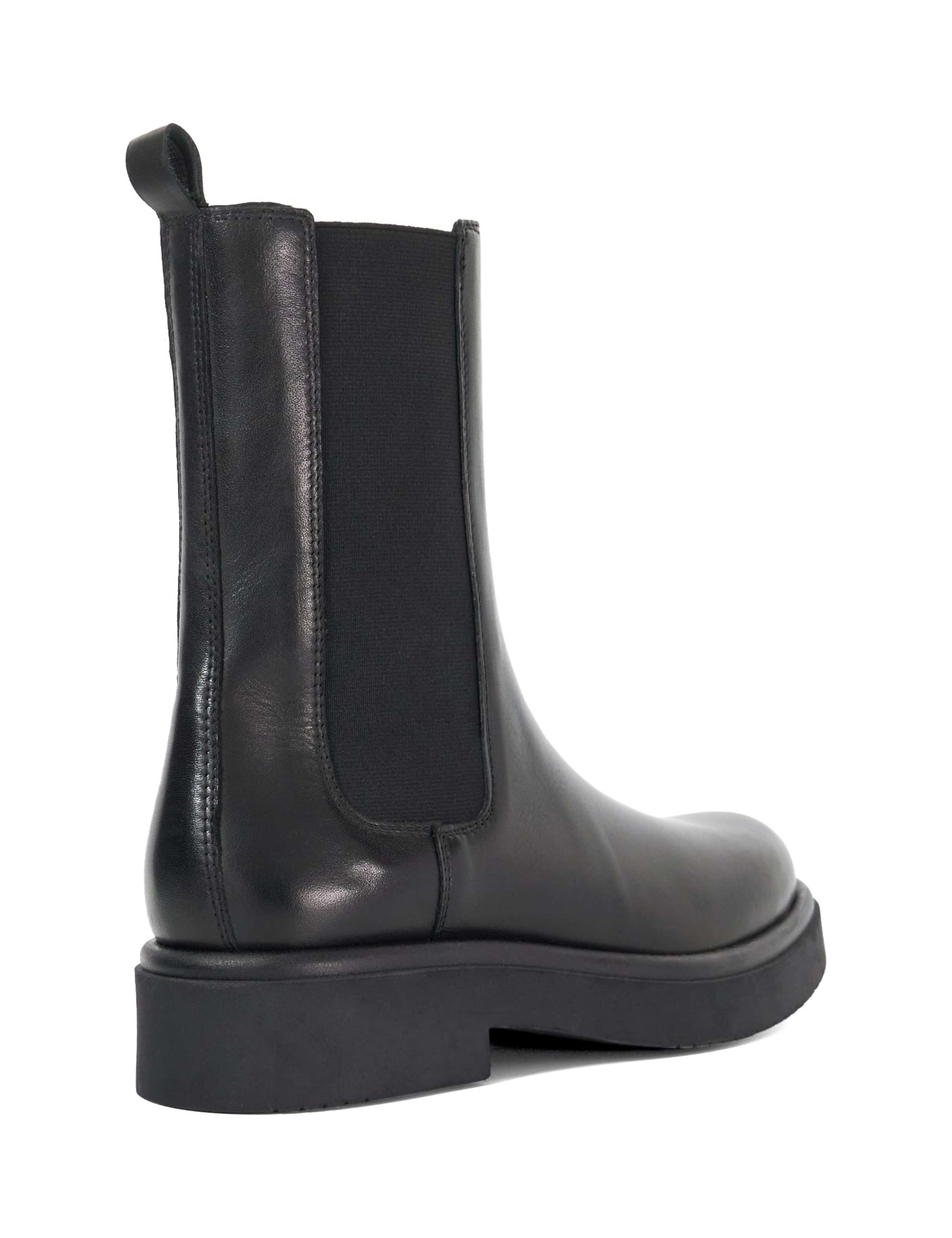 Leather Block Heel Round Toe Chelsea Boots 3 of 4