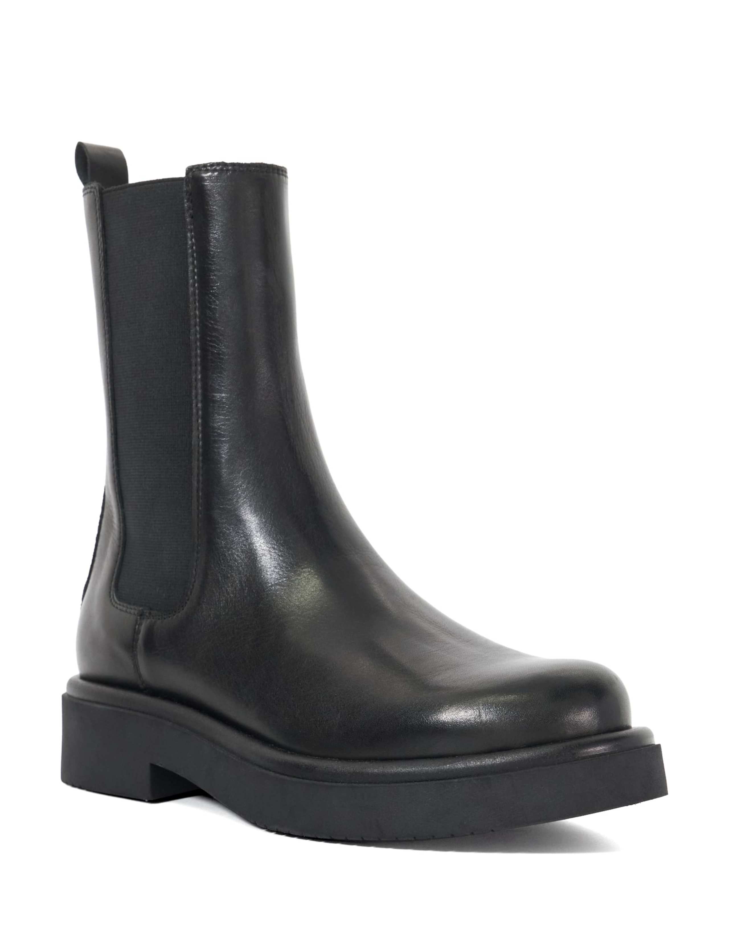 Leather Block Heel Round Toe Chelsea Boots 4 of 4