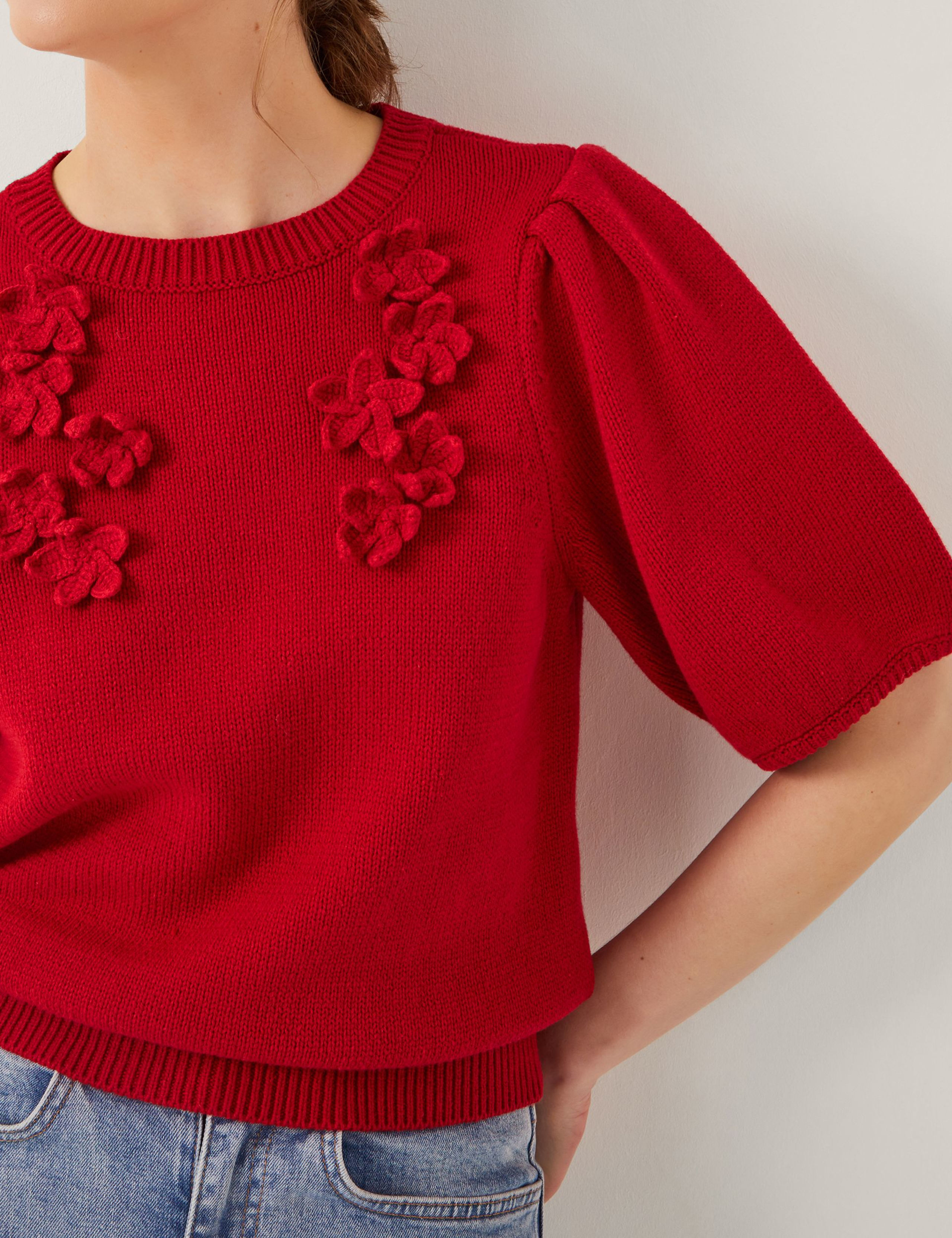 Cotton Rich Textured Crew Neck Jumper 2 of 4