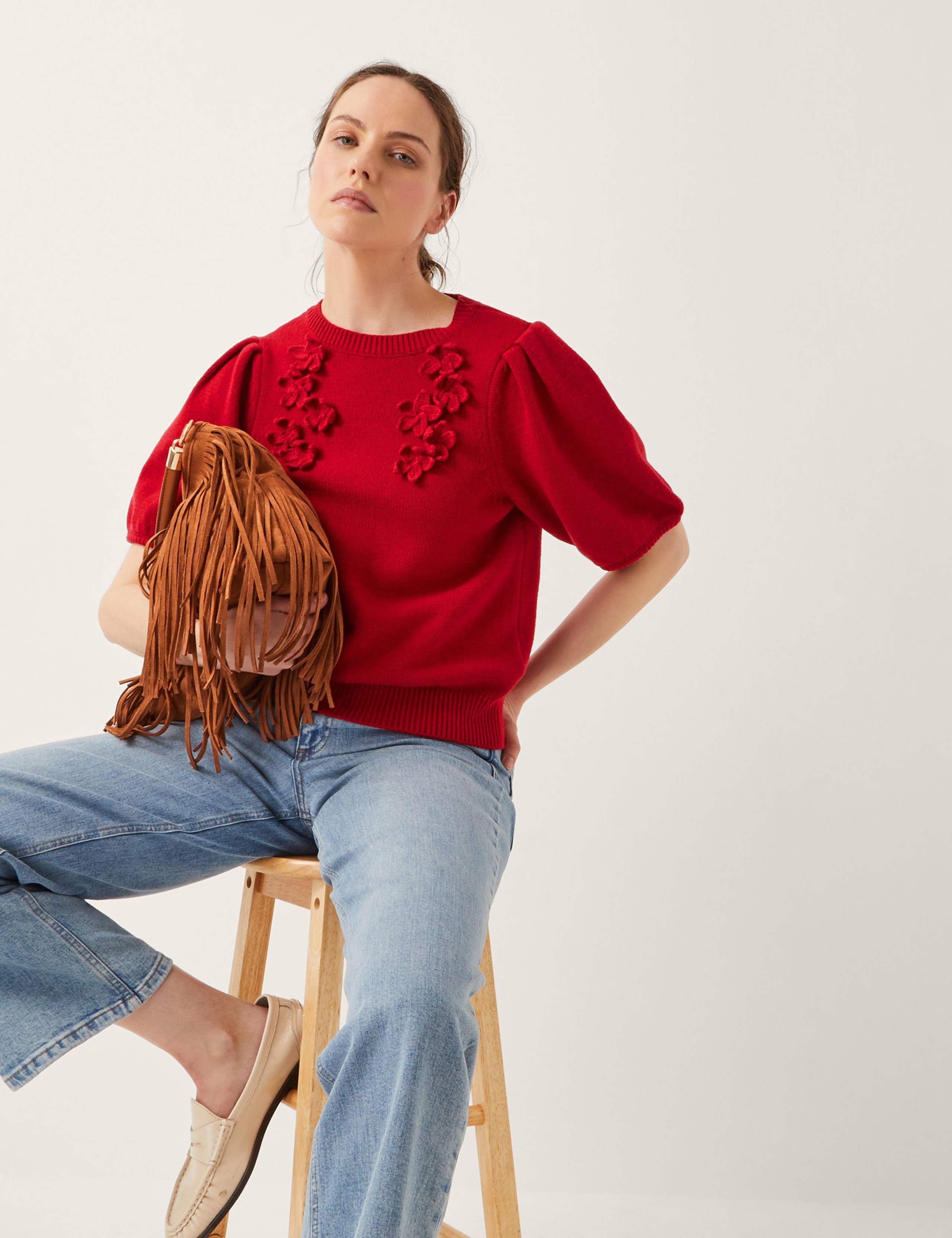 Cotton Rich Textured Crew Neck Jumper 3 of 4