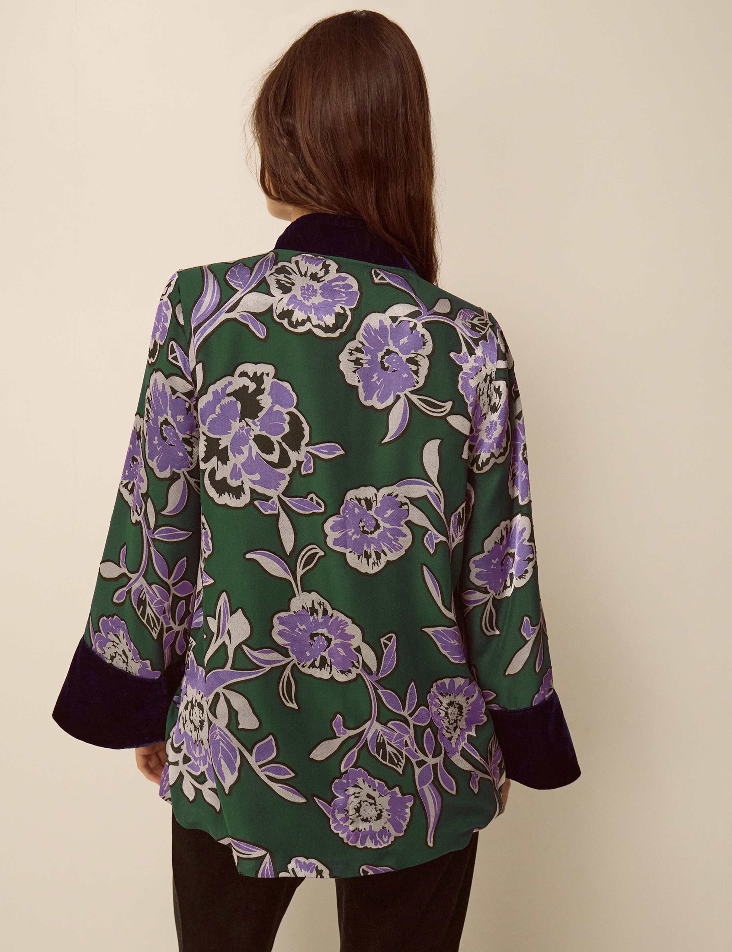 Printed Tie Front Kimono Jacket 2 of 3