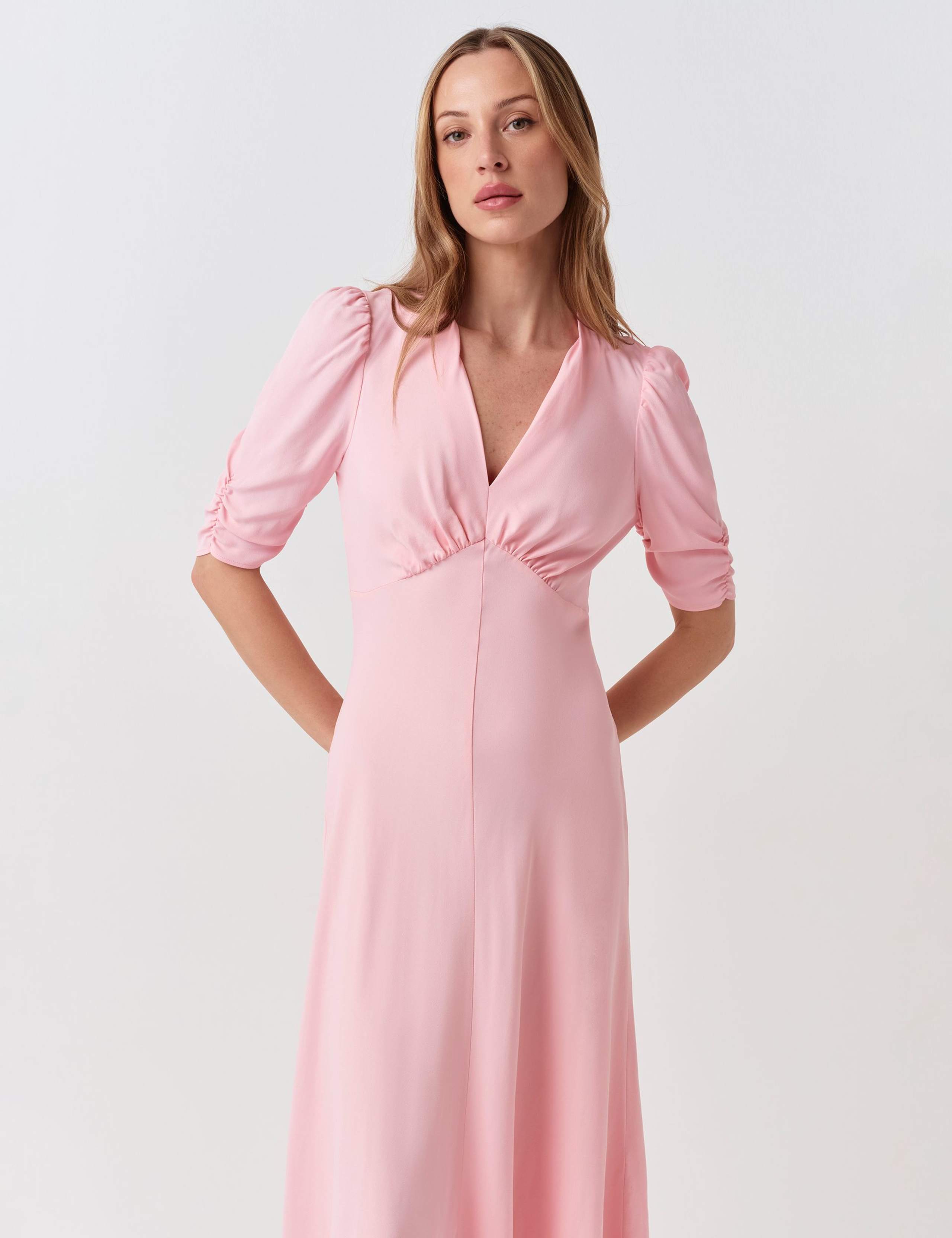 Crepe V-Neck Midi Tea Dress 4 of 6