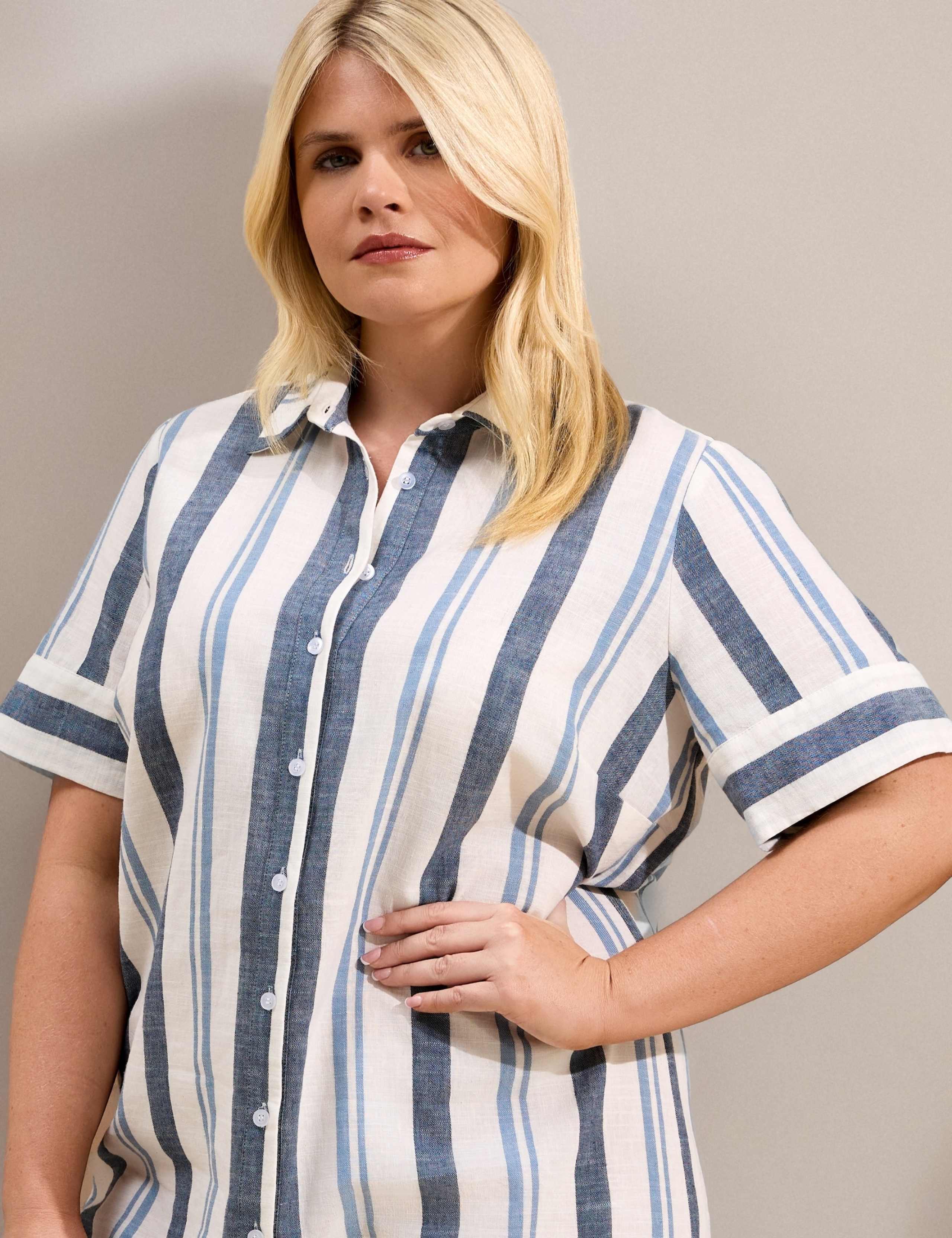 Cotton Rich Striped Midi Shirt Dress 4 of 4