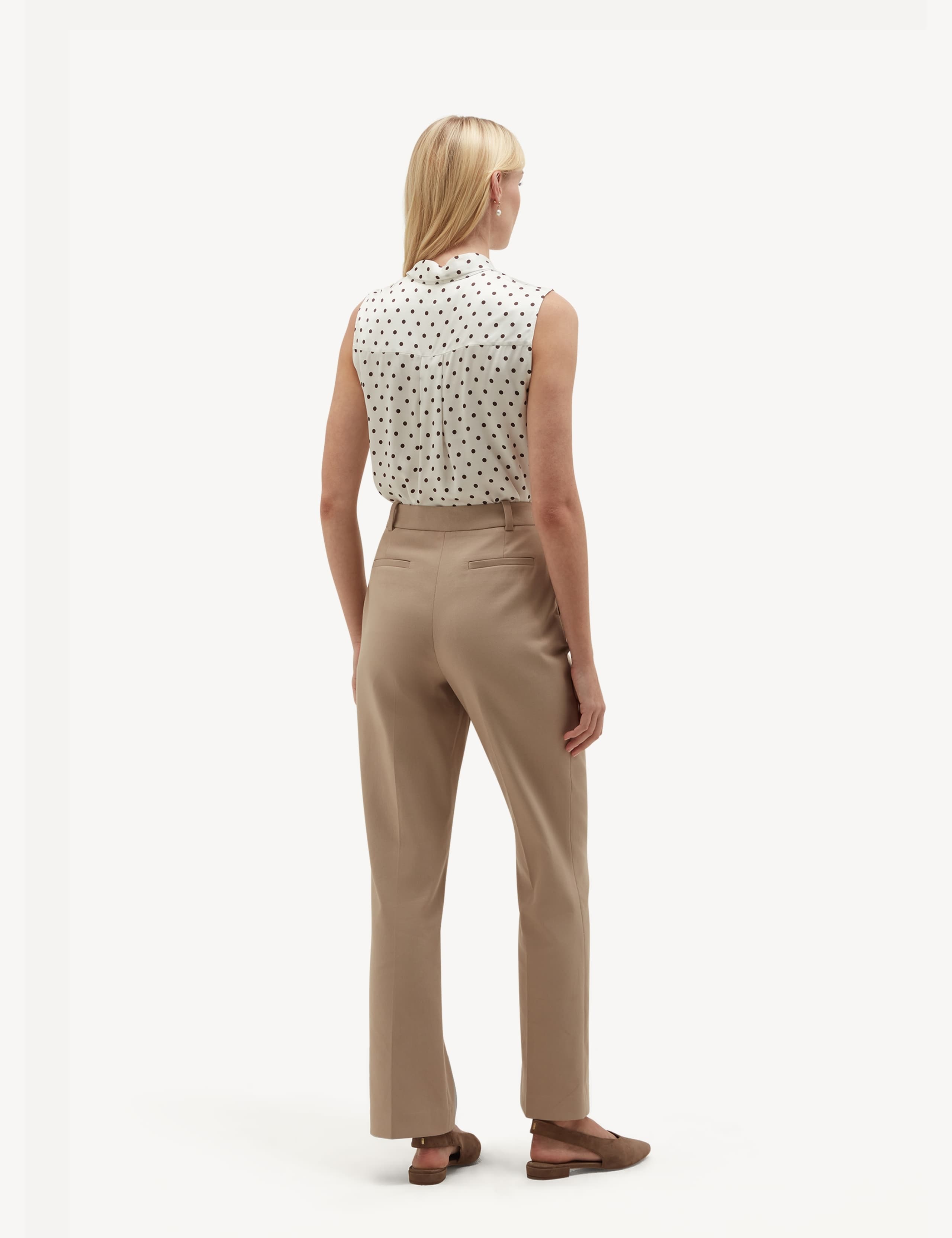 Cotton Blend Straight Leg Trousers 3 of 5