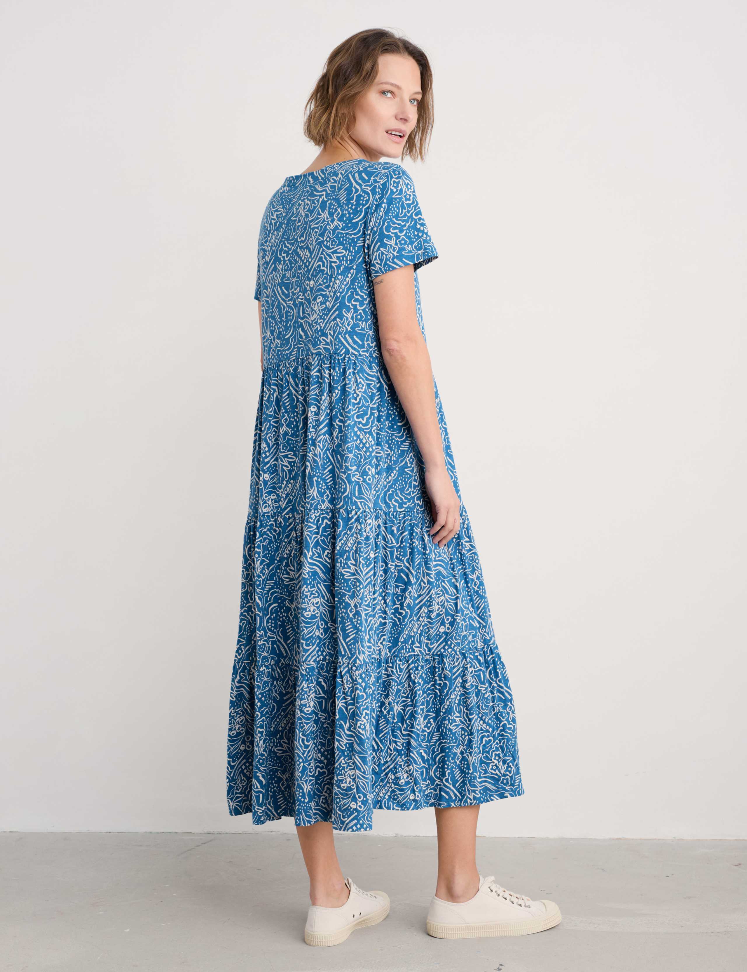 Pure Cotton Floral Midaxi Tiered Dress 5 of 5