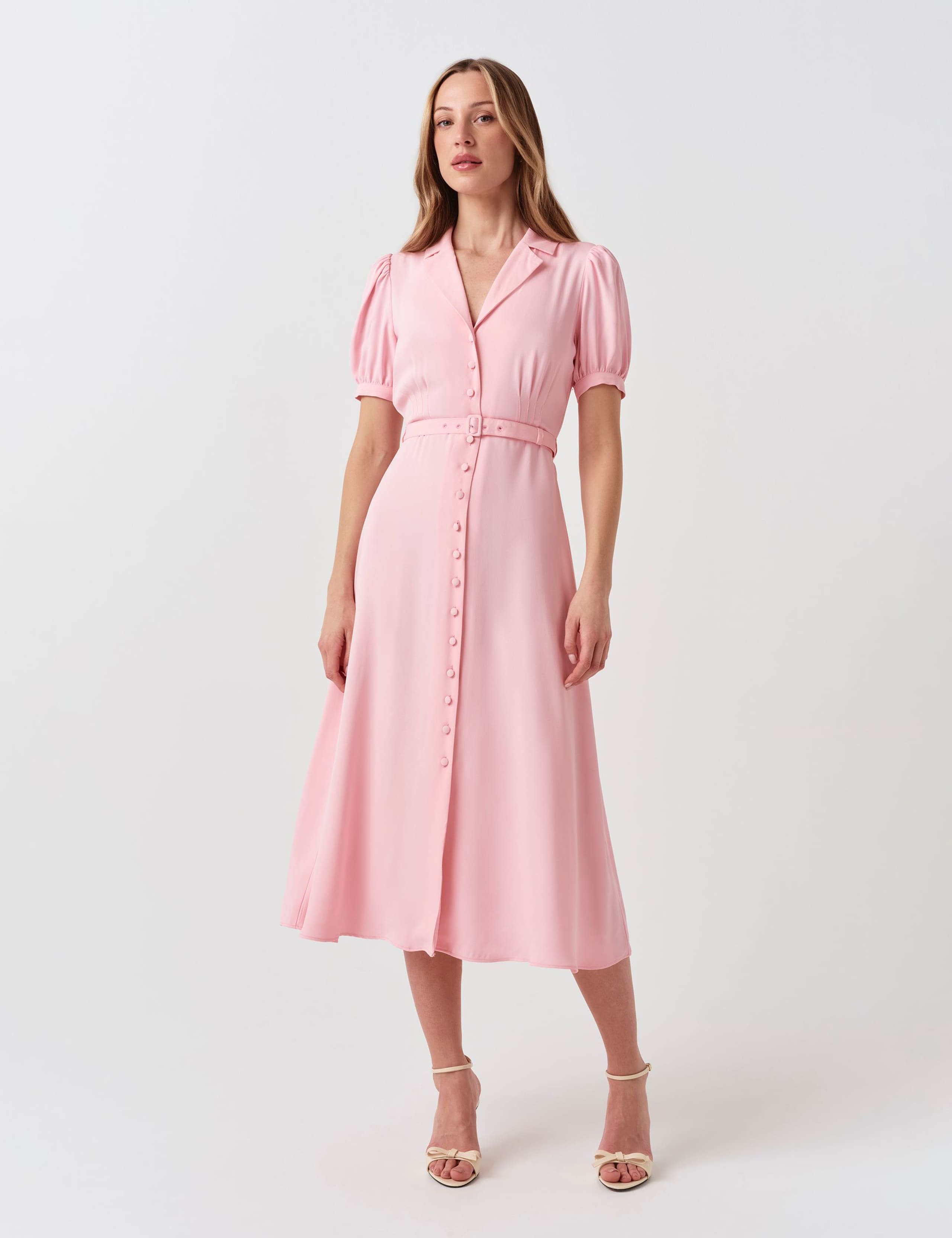 Crepe Button Through Midi Shirt Dress 2 of 6