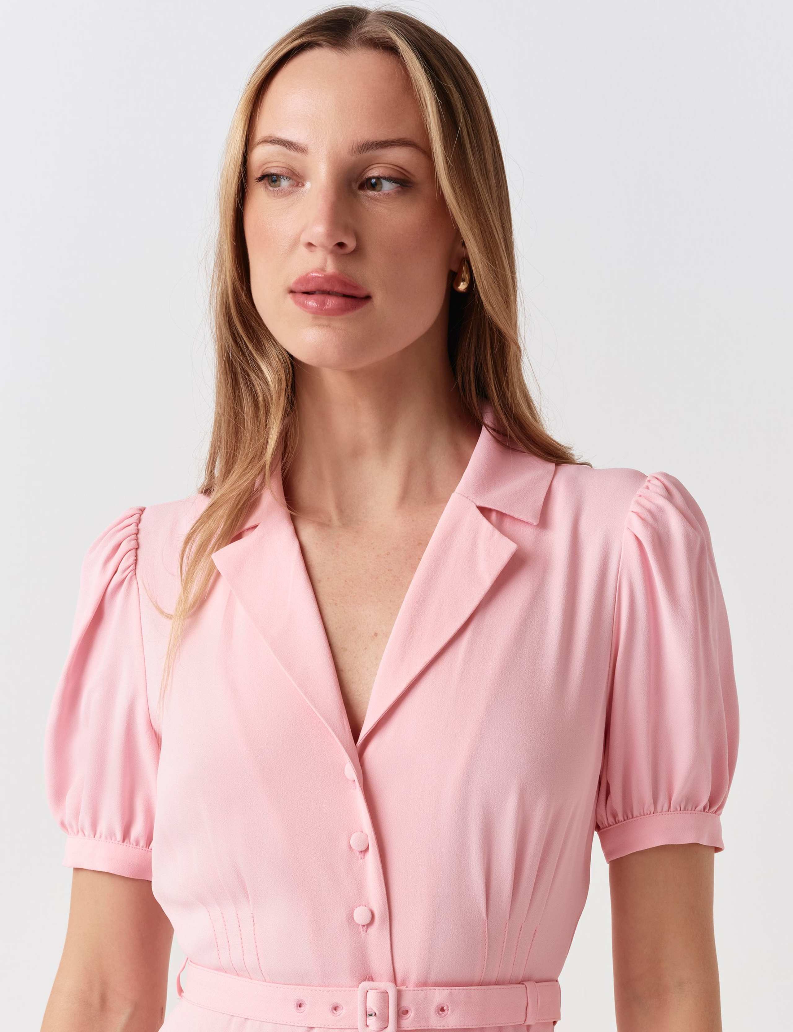 Crepe Button Through Midi Shirt Dress 4 of 6