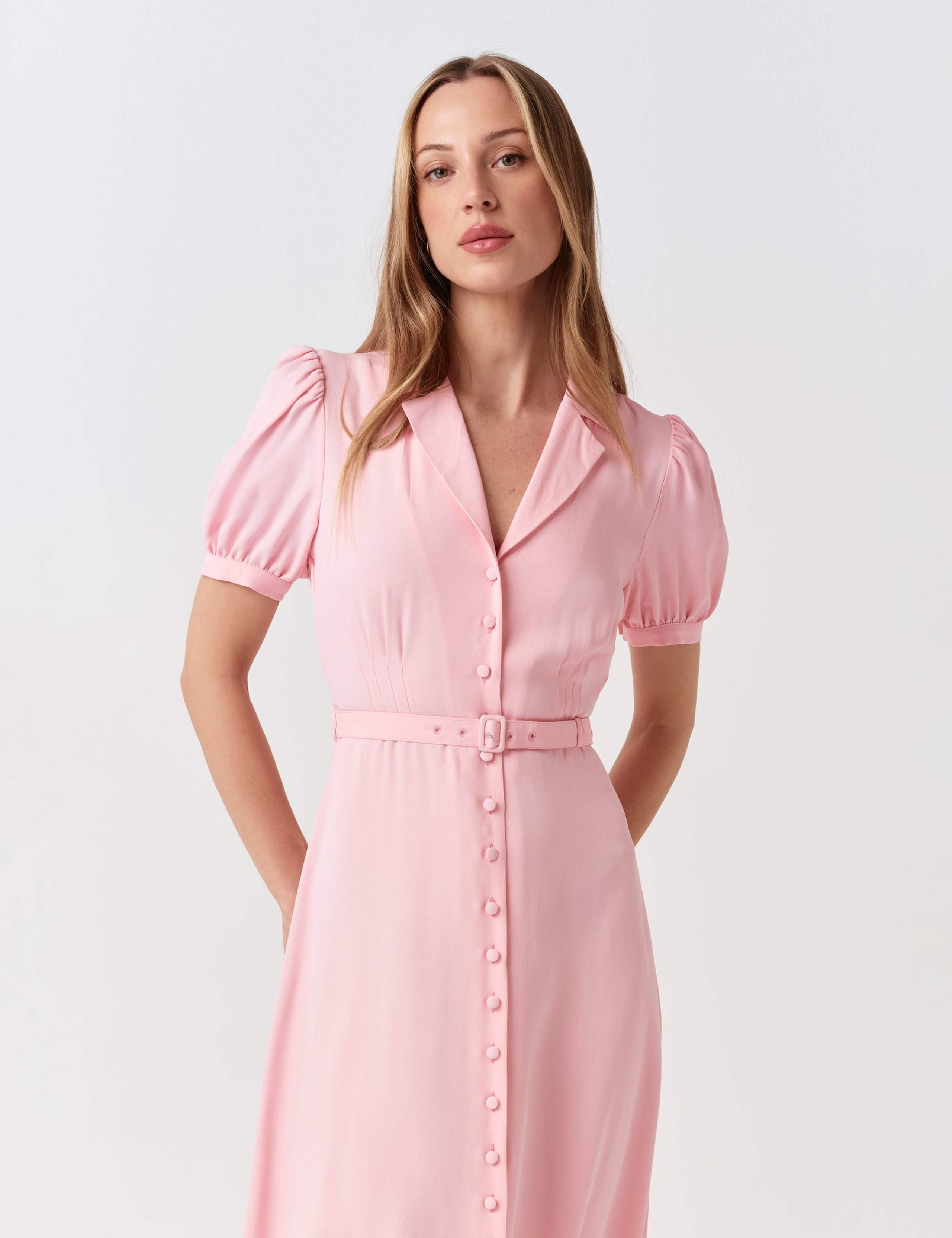 Crepe Button Through Midi Shirt Dress 5 of 6