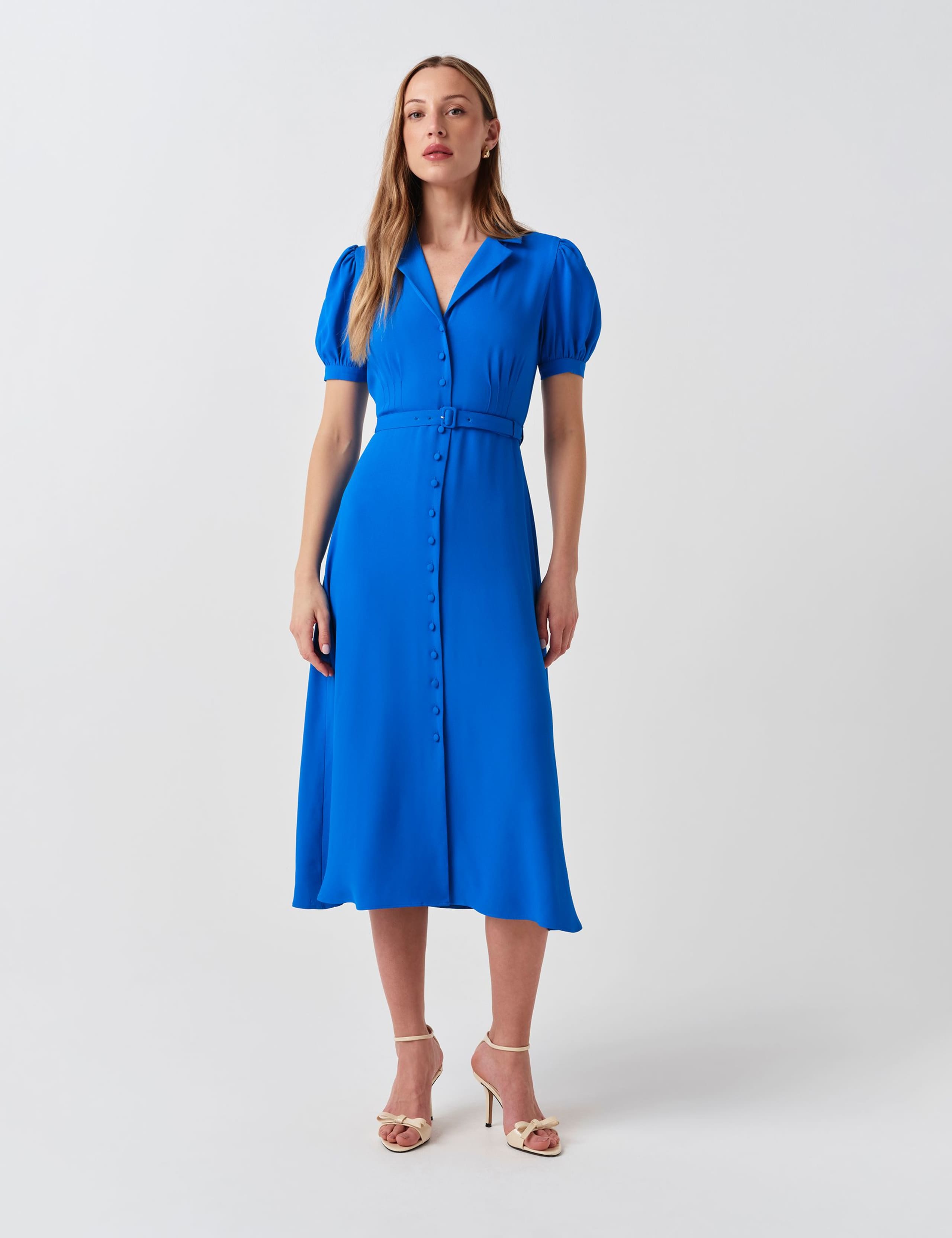 Crepe Button Through Midi Shirt Dress 2 of 6
