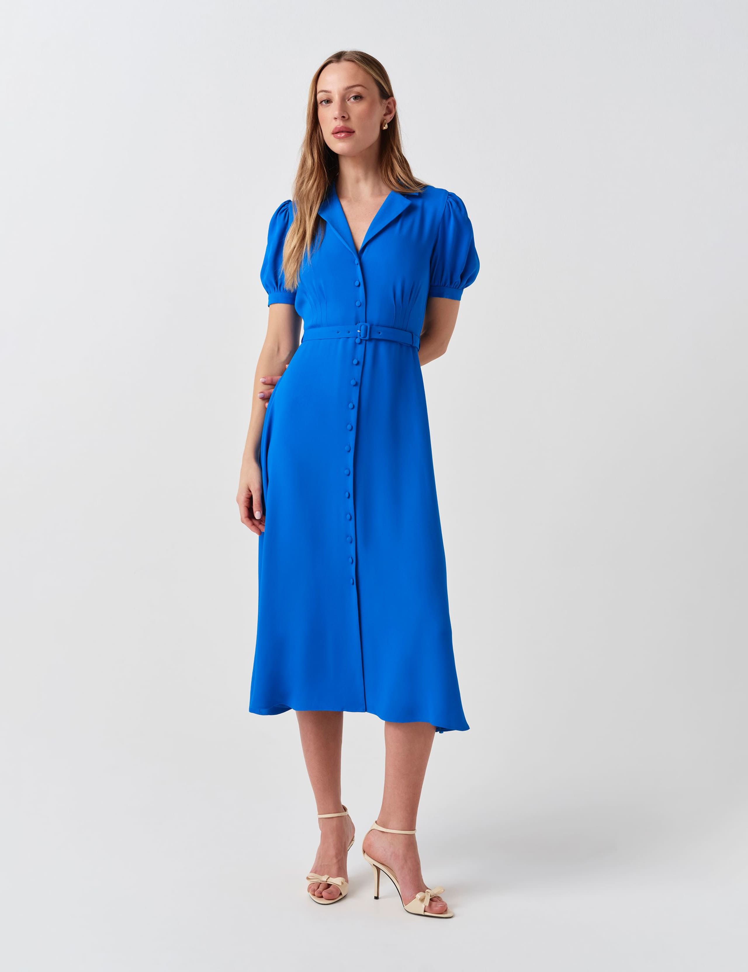 Crepe Button Through Midi Shirt Dress 3 of 6