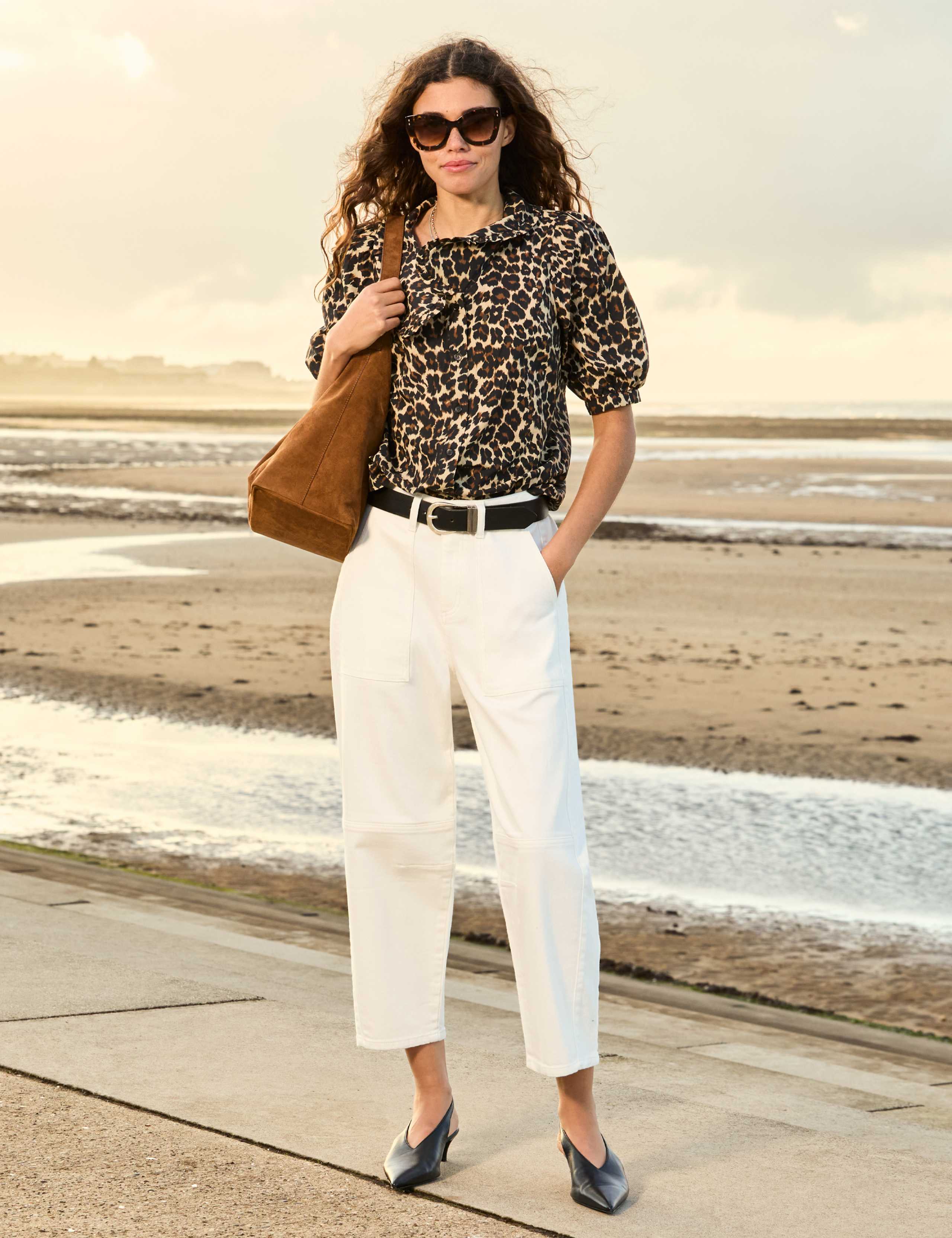 Pure Cotton Animal Print Collared Blouse 3 of 6