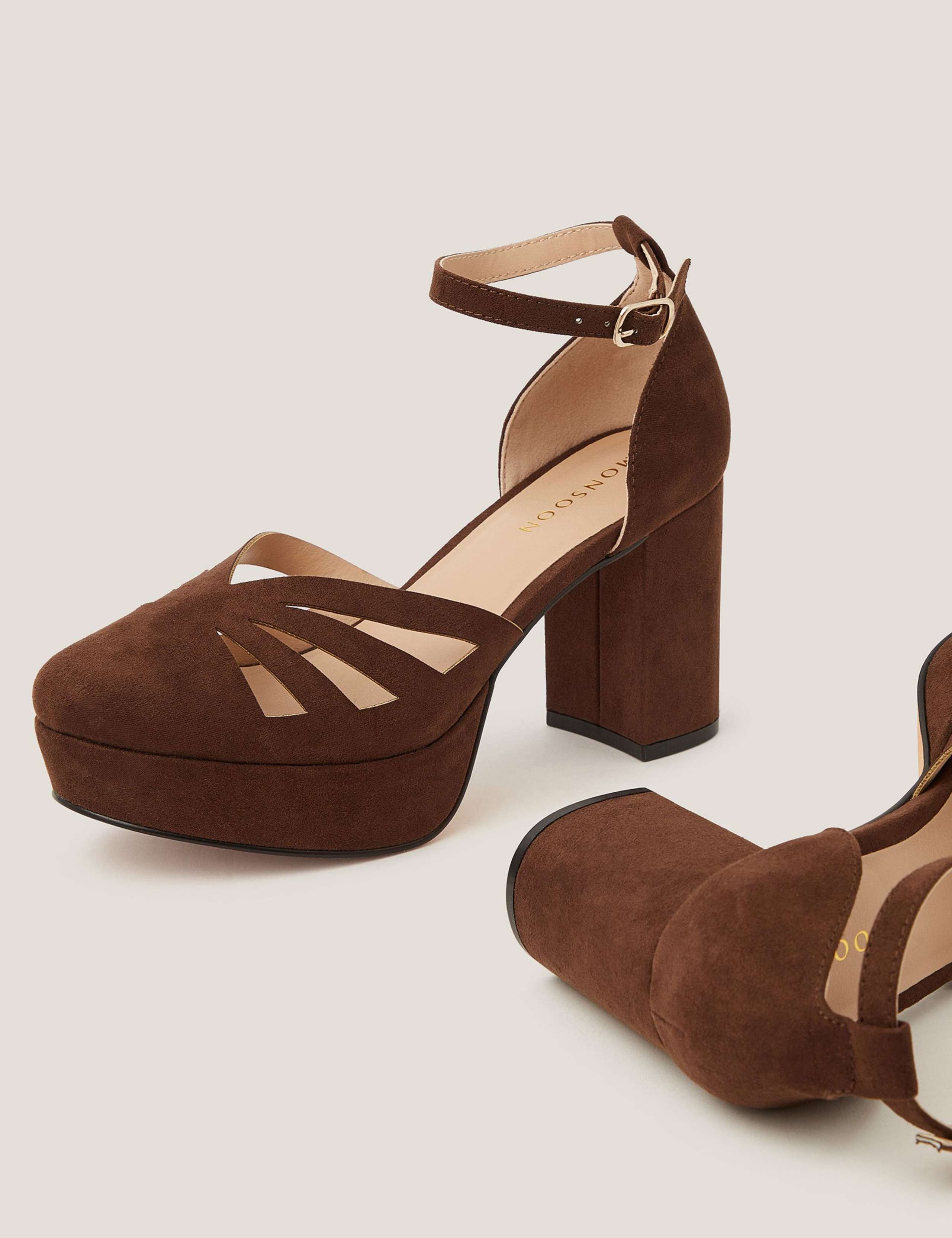 Suede Cut Out Platform Heels 2 of 3
