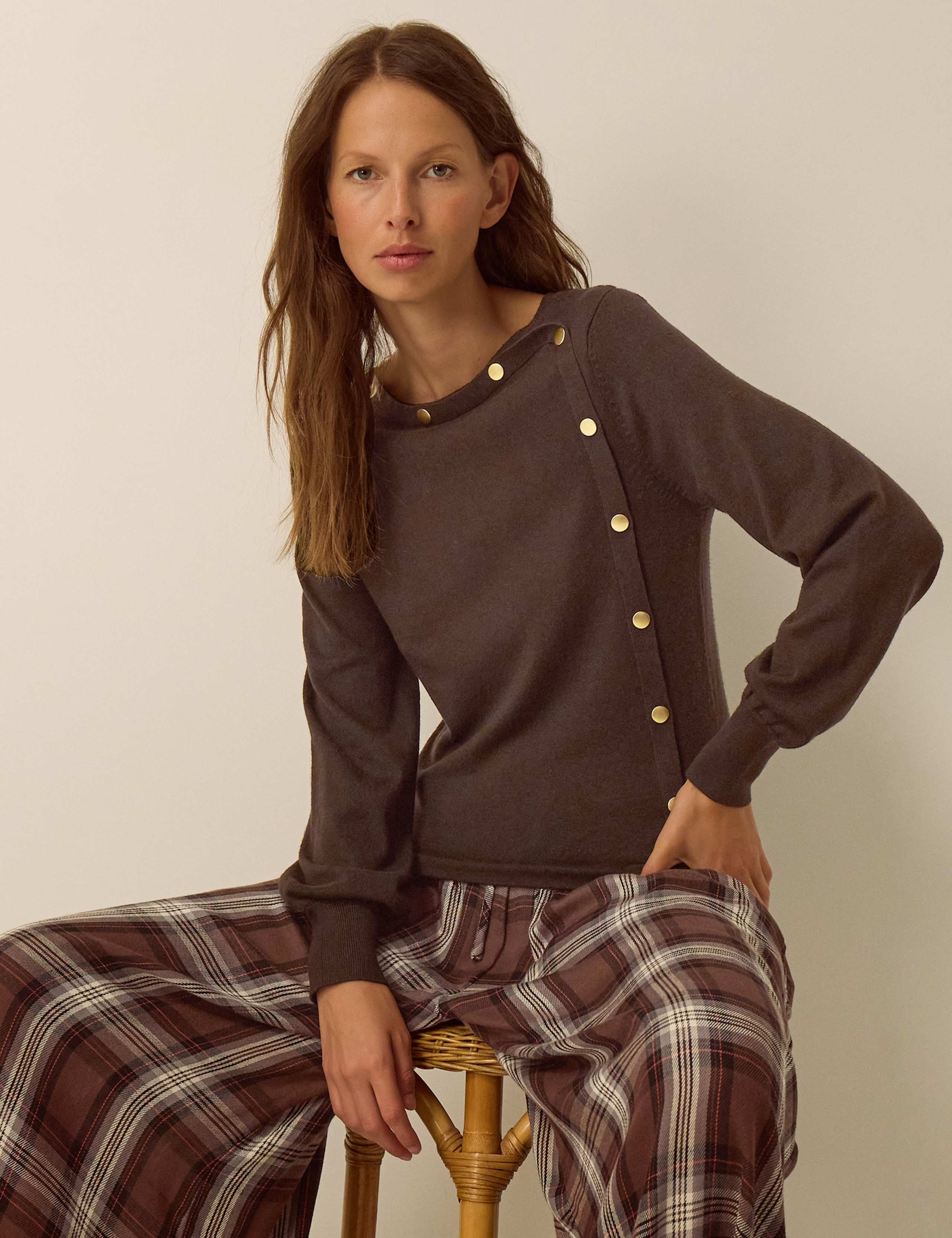 Round Neck Button Detail Jumper 1 of 4