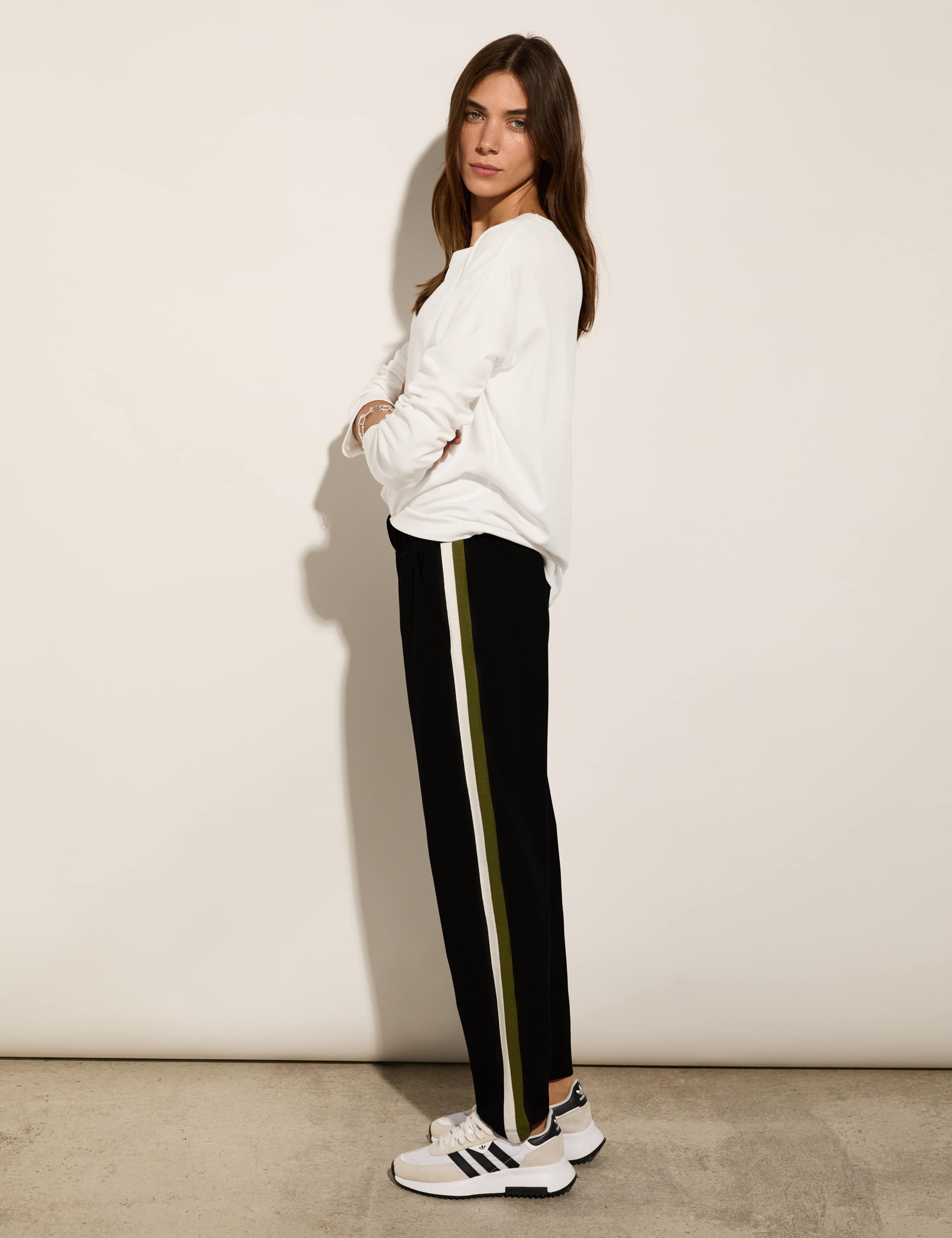Side Stripe Straight Leg Ankle Grazer Trousers 3 of 4