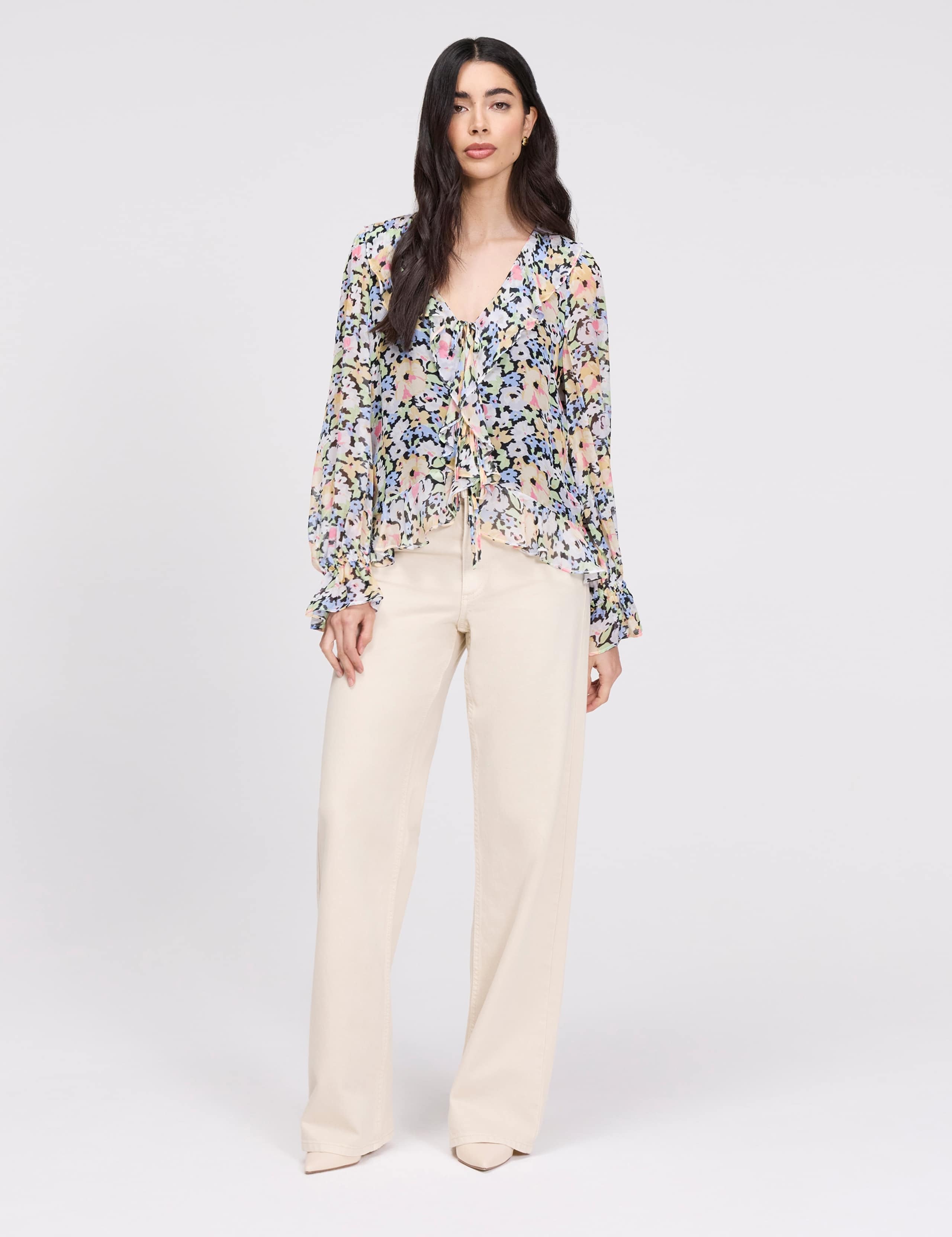 Floral V- Neck Ruffle Blouse 5 of 8