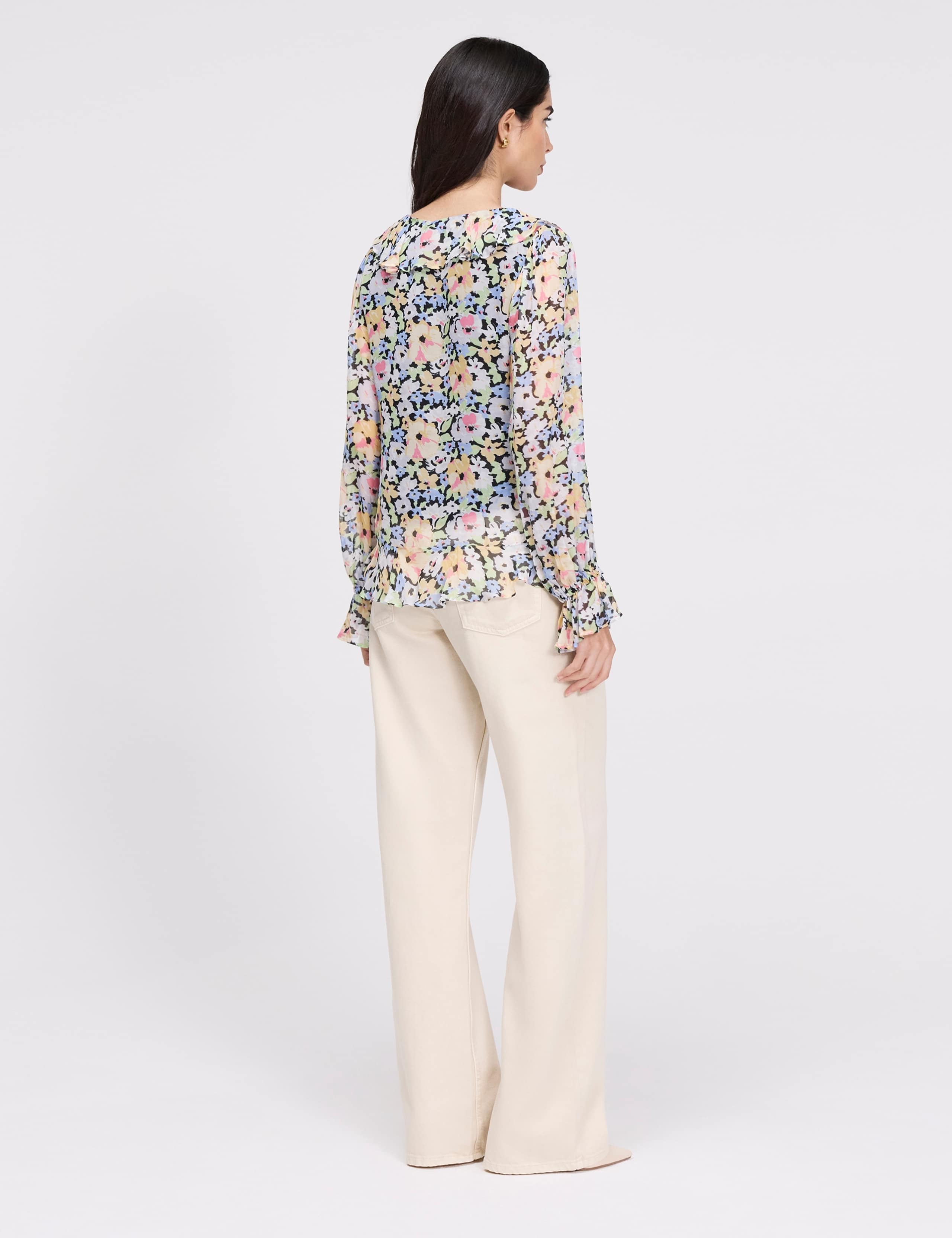 Floral V- Neck Ruffle Blouse 8 of 8