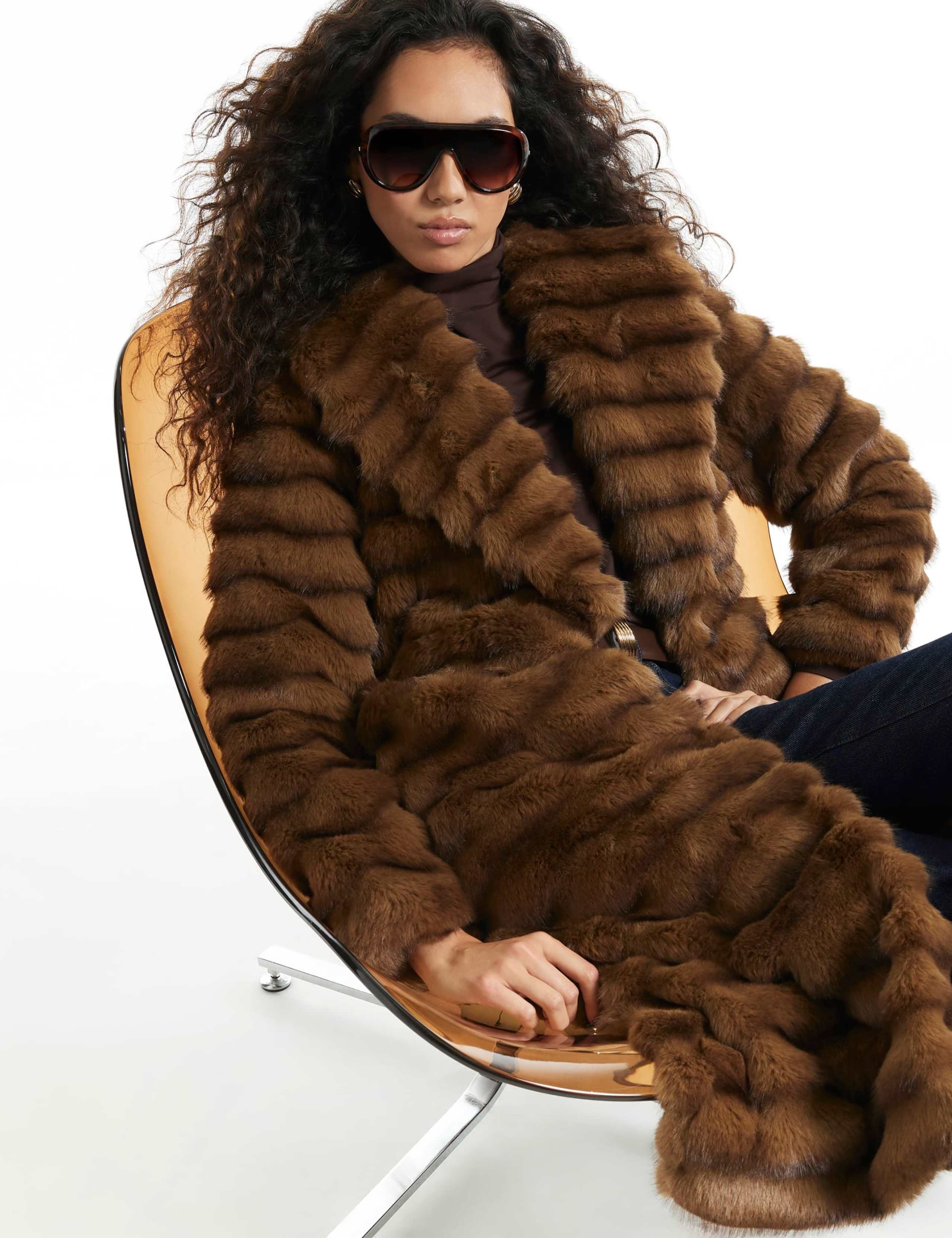 Faux Fur Oversized Longline Unlined Coat 4 of 6