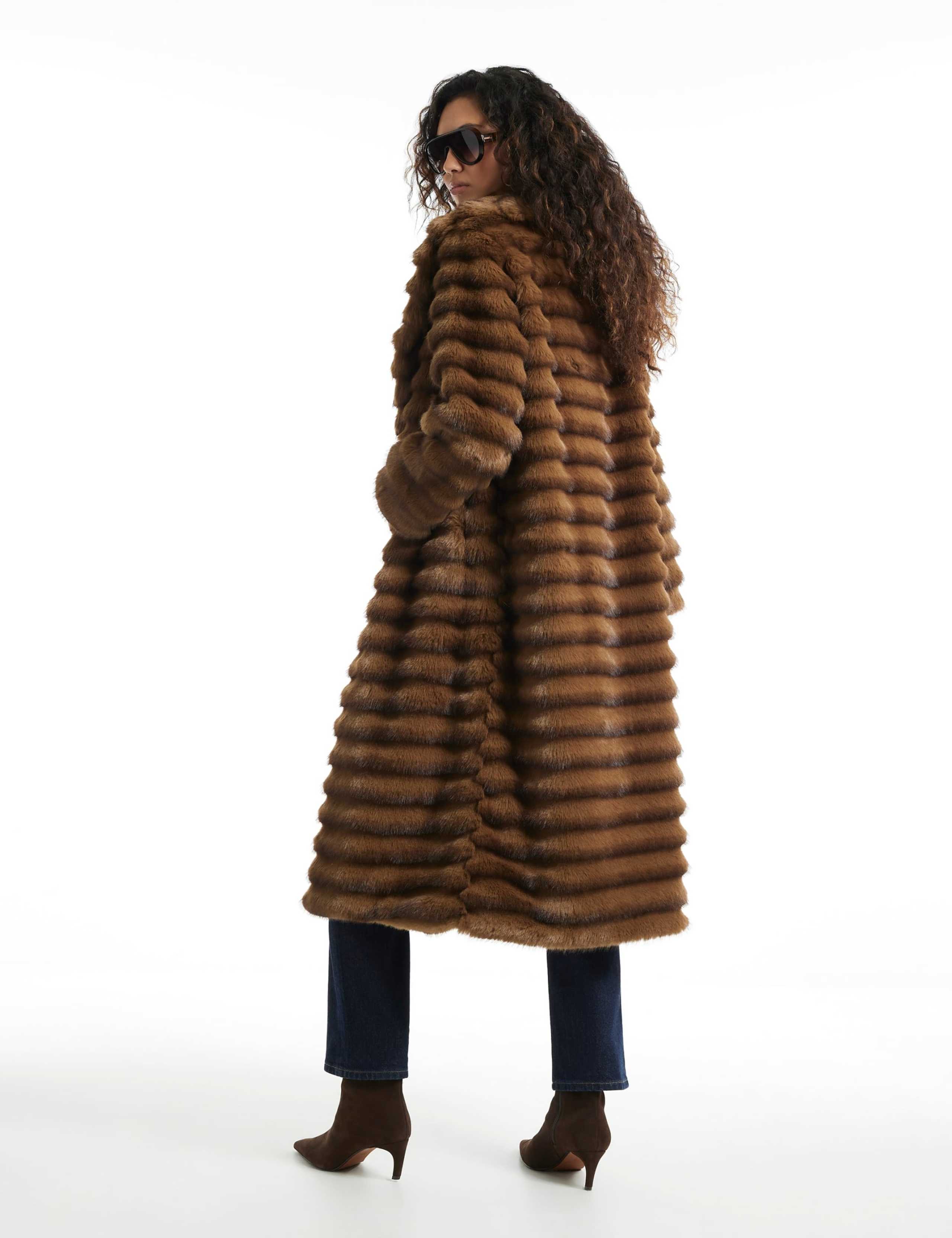 Faux Fur Oversized Longline Unlined Coat 5 of 6