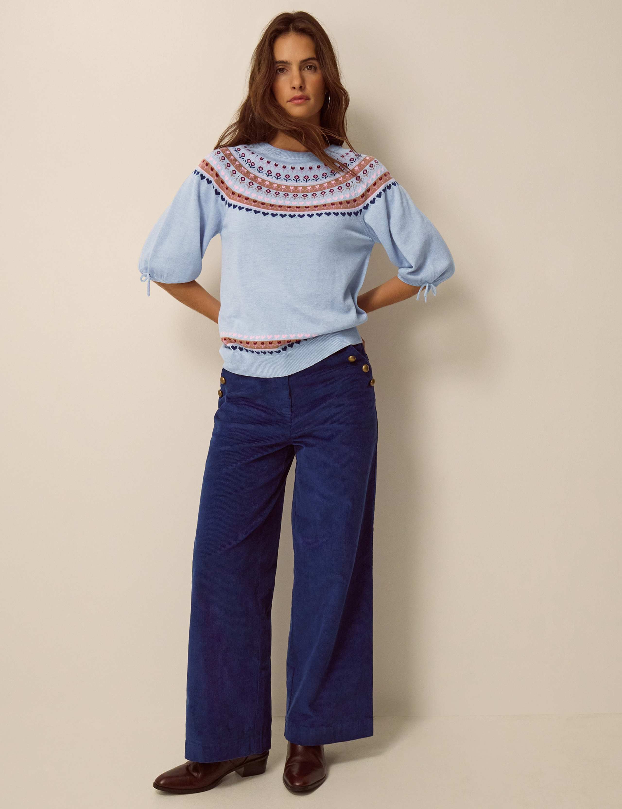 Fairisle Short Sleeve Jumper With Wool 2 of 5