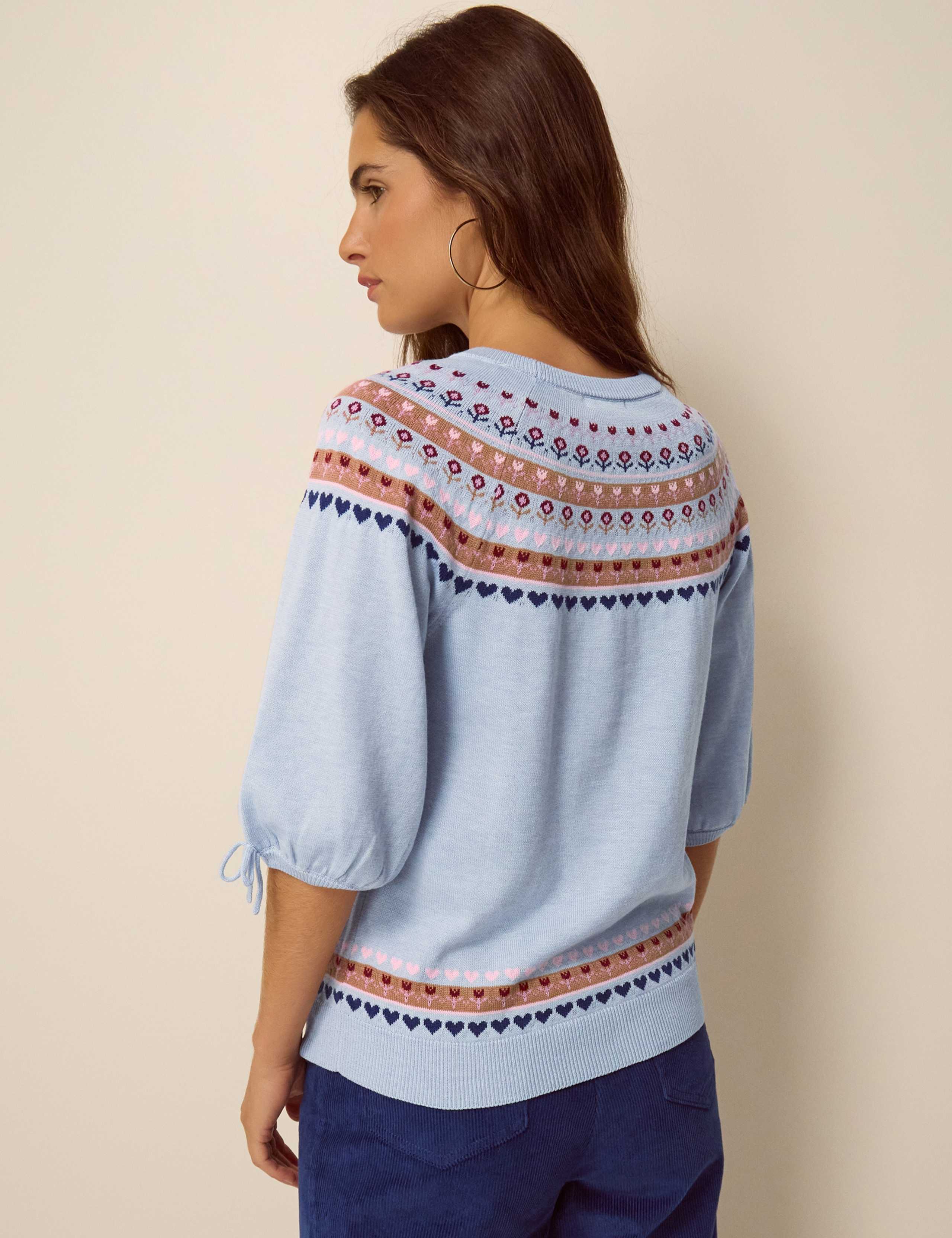 Fairisle Short Sleeve Jumper With Wool 3 of 5