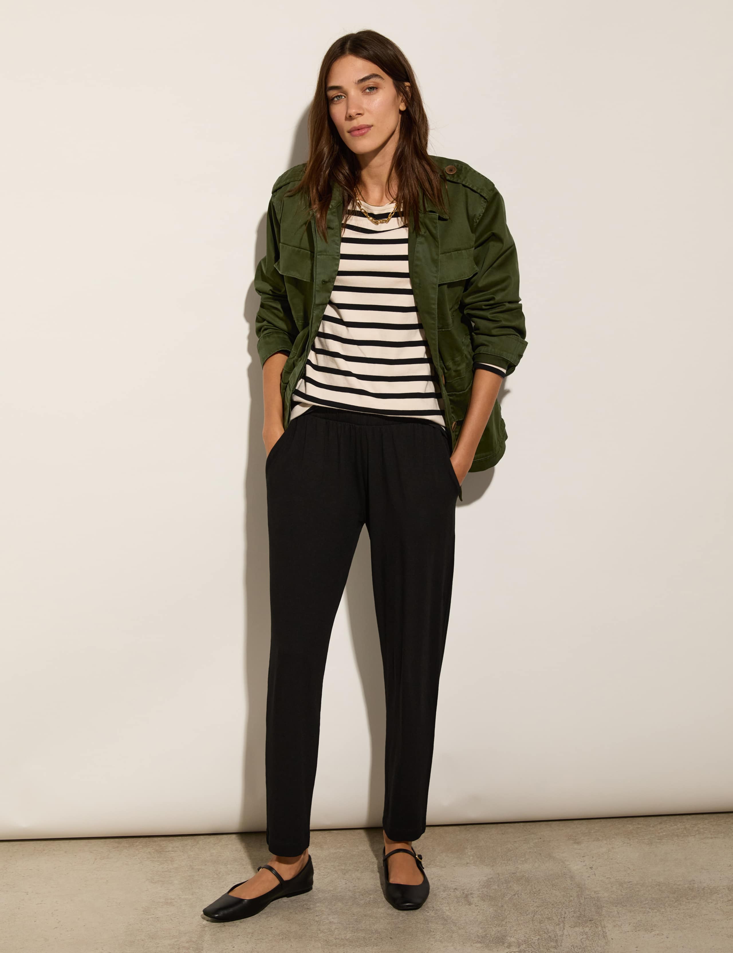 Jersey Elasticated Waist Tapered Trousers 1 of 8