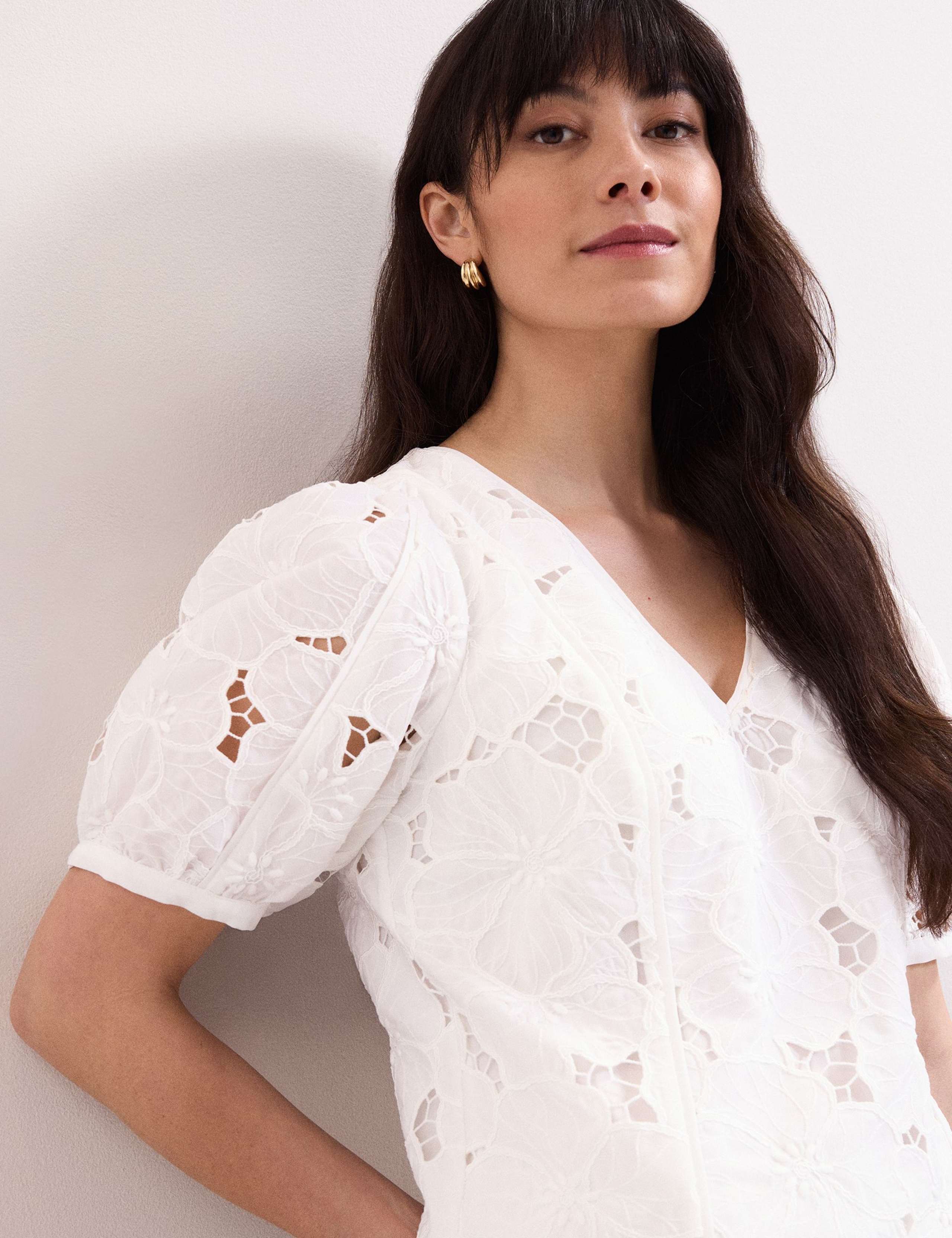 Floral Lace V-Neck Puff Sleeve Blouse 5 of 6