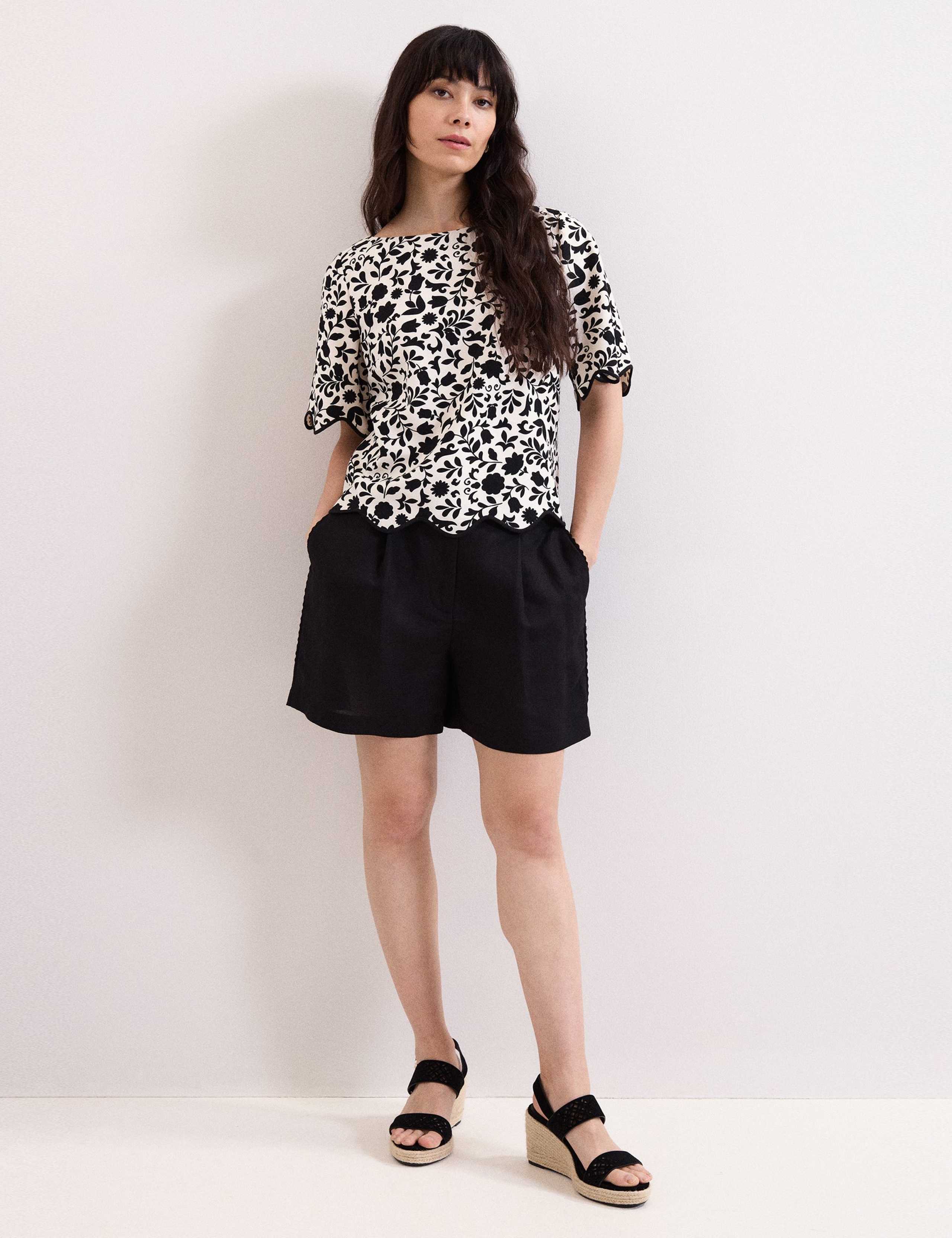 Printed Slash Neck Top 1 of 6