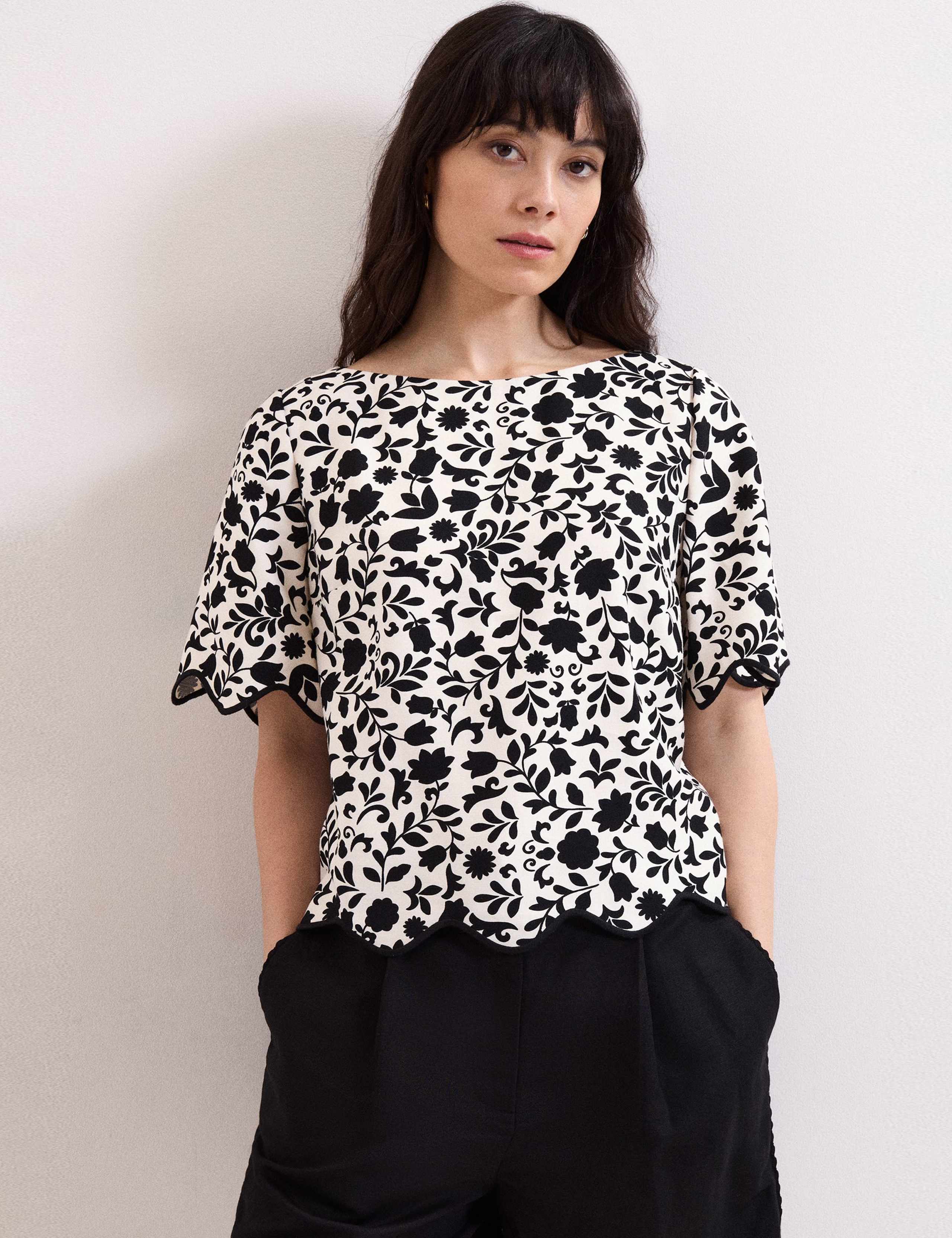 Printed Slash Neck Top 3 of 6