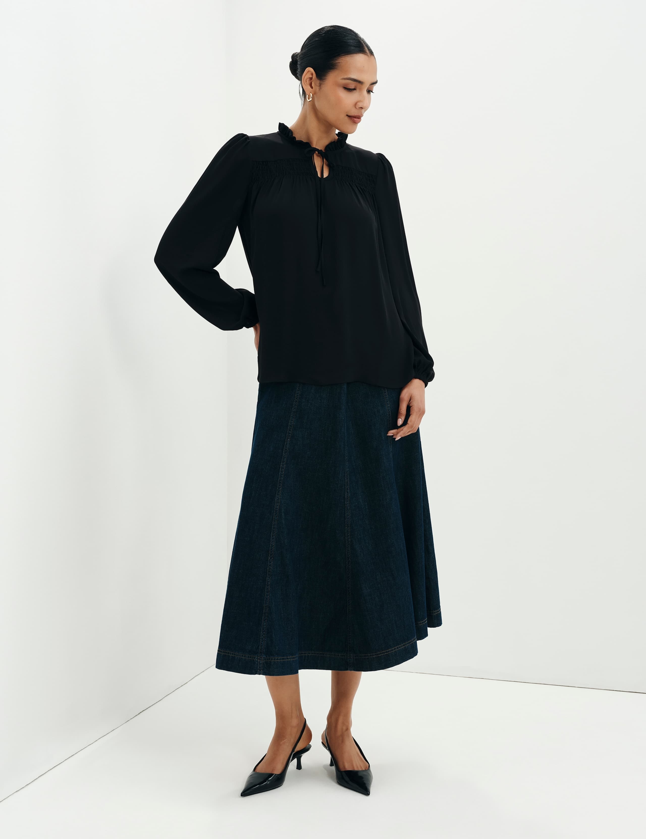 Shirred Tie Neck Blouse 4 of 11