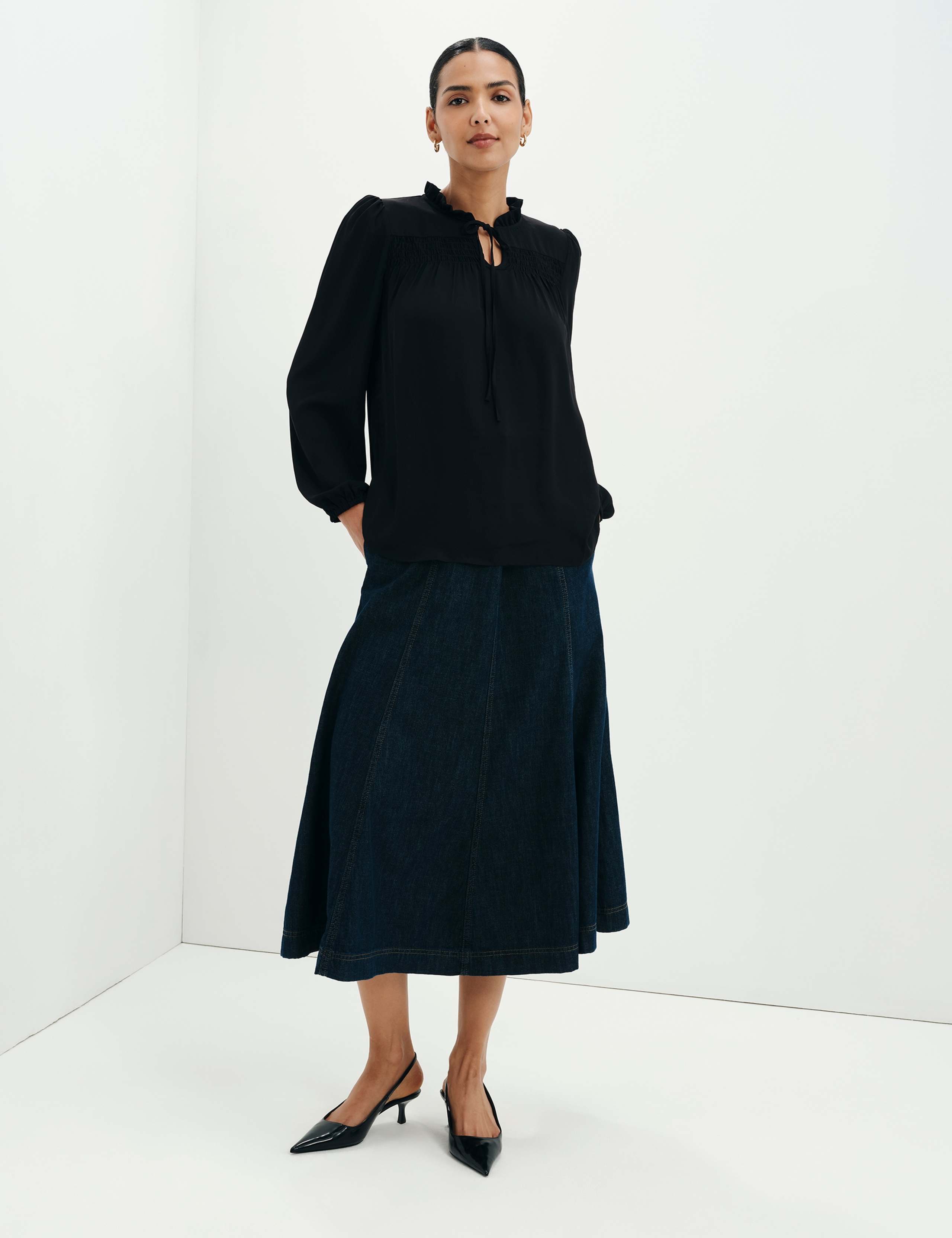 Shirred Tie Neck Blouse 5 of 11