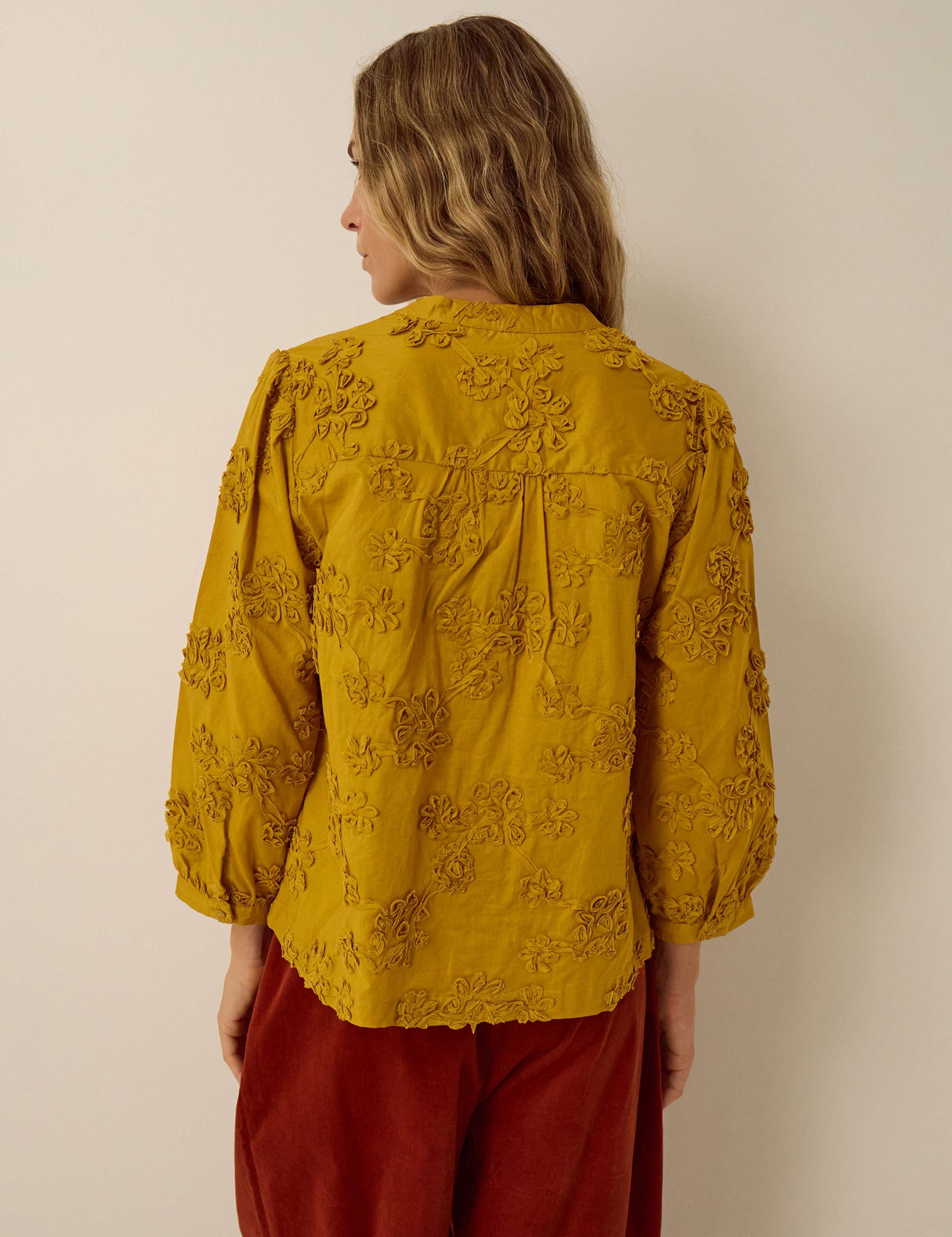 Embroidered Round Neck Cotton Shirt 3 of 4