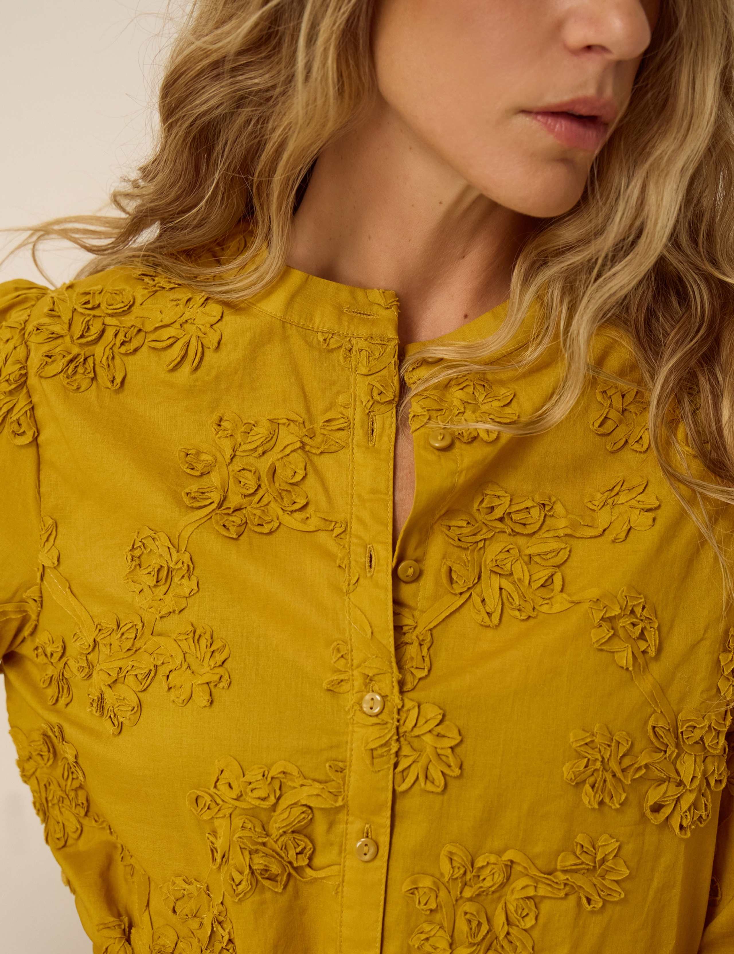 Embroidered Round Neck Cotton Shirt 4 of 4