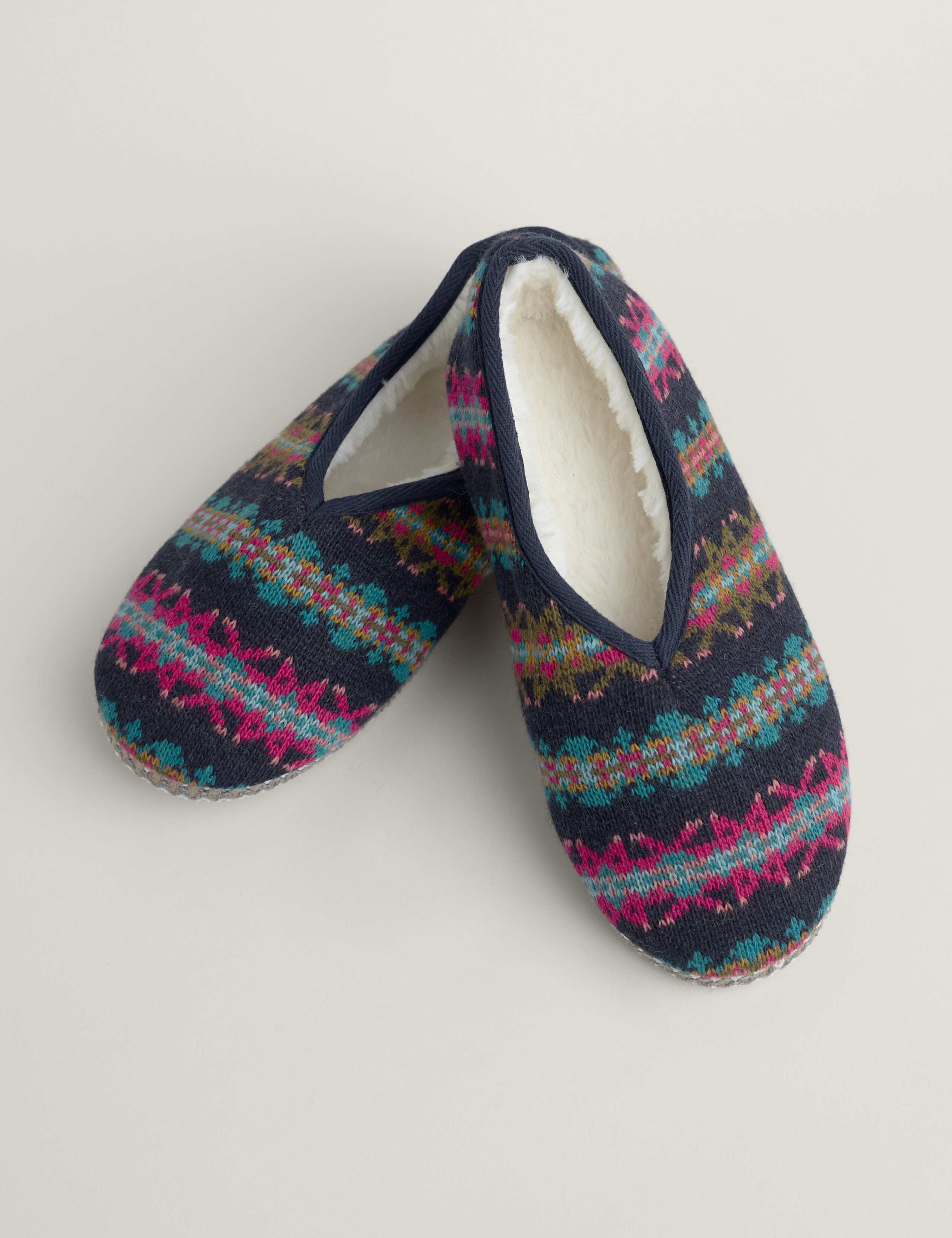 Faux Fur Lined Round Toe Pump Slippers 1 of 5